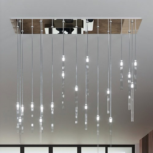 Modern chandelier with LED pendant lights for stylish home decor.