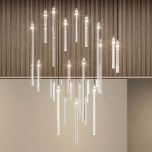 Modern chandelier with LED pendant lights for stylish home decor.