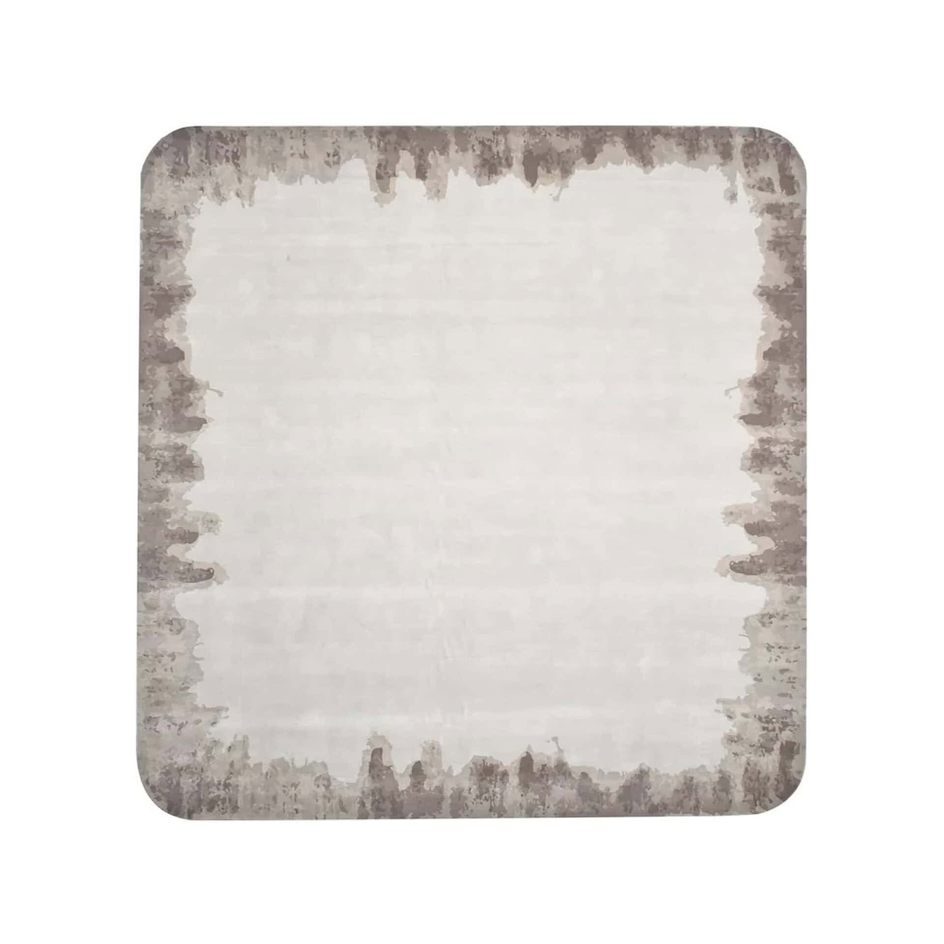 Luxurious modern area rug with a soft neutral palette and elegant border design.