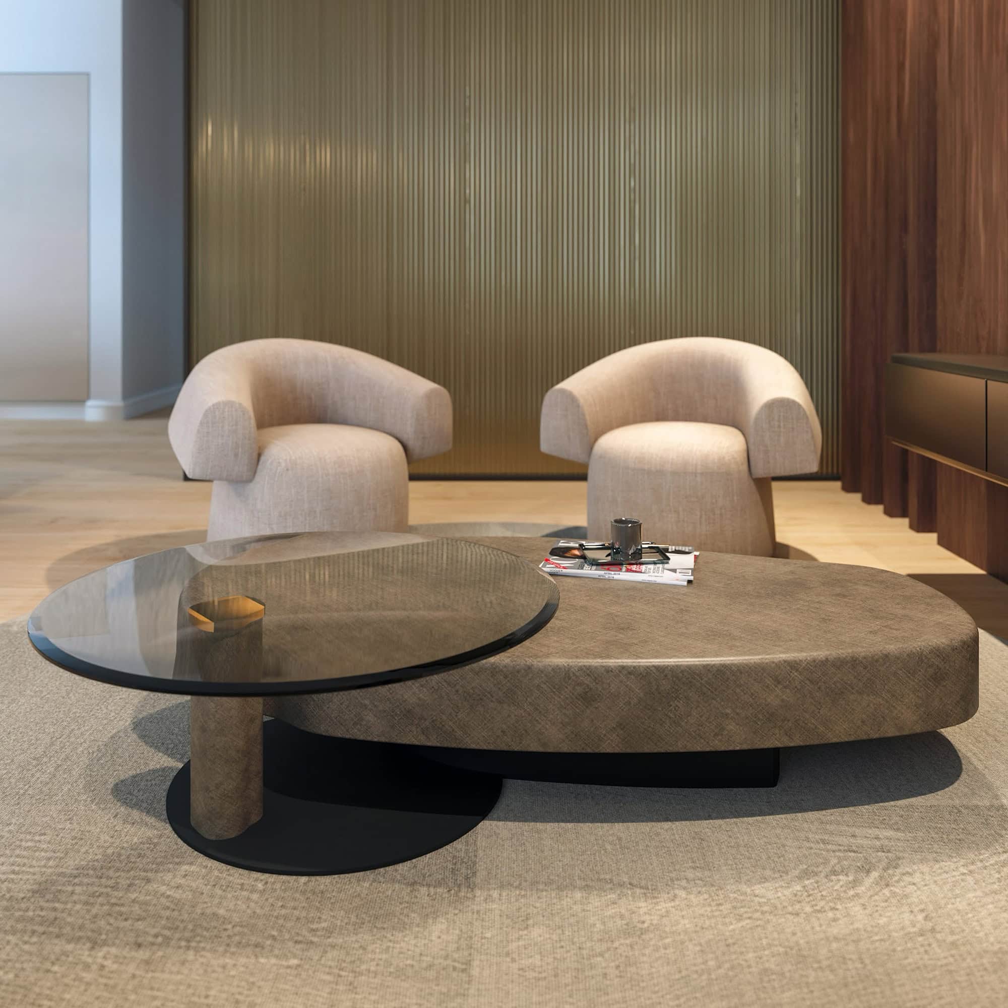 case-study-Palm-Beach-Gardens-lounge-3.2 Luxurious Sklar Furnishings modern living room with plush chairs and unique coffee table.