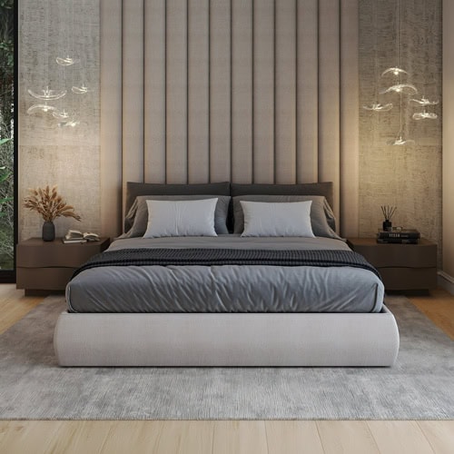 Stylish modern bedroom with elegant bed and contemporary decor - Sklar Furnishings.