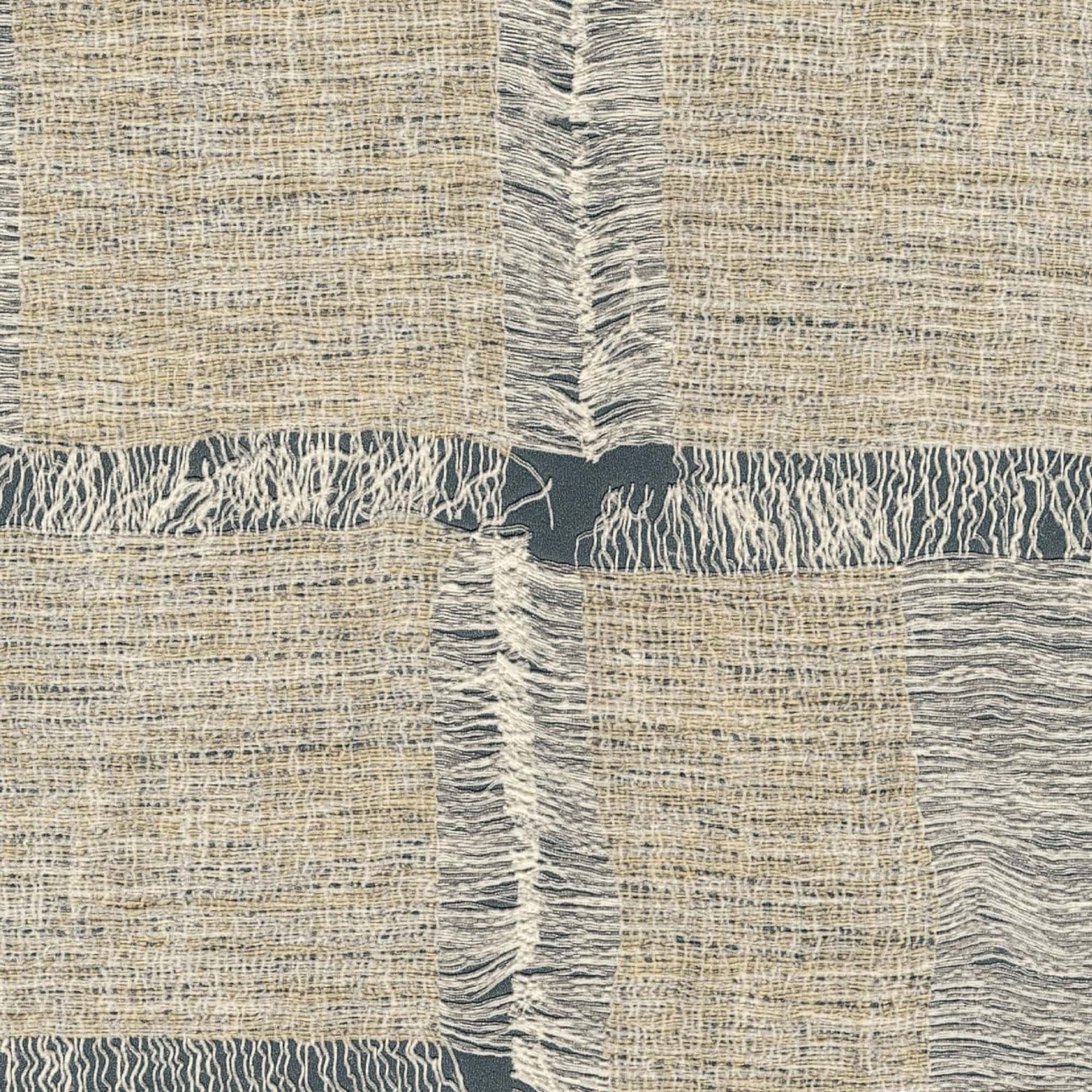 Élitis Cybèle wallpaper in misty grey-blue tones, emphasizing its handwoven linen texture and organic weave.