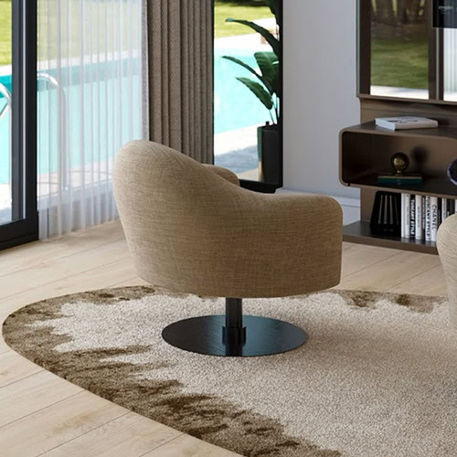 Comfortable modern swivel armchair with textured fabric, perfect for office or lounge settings.