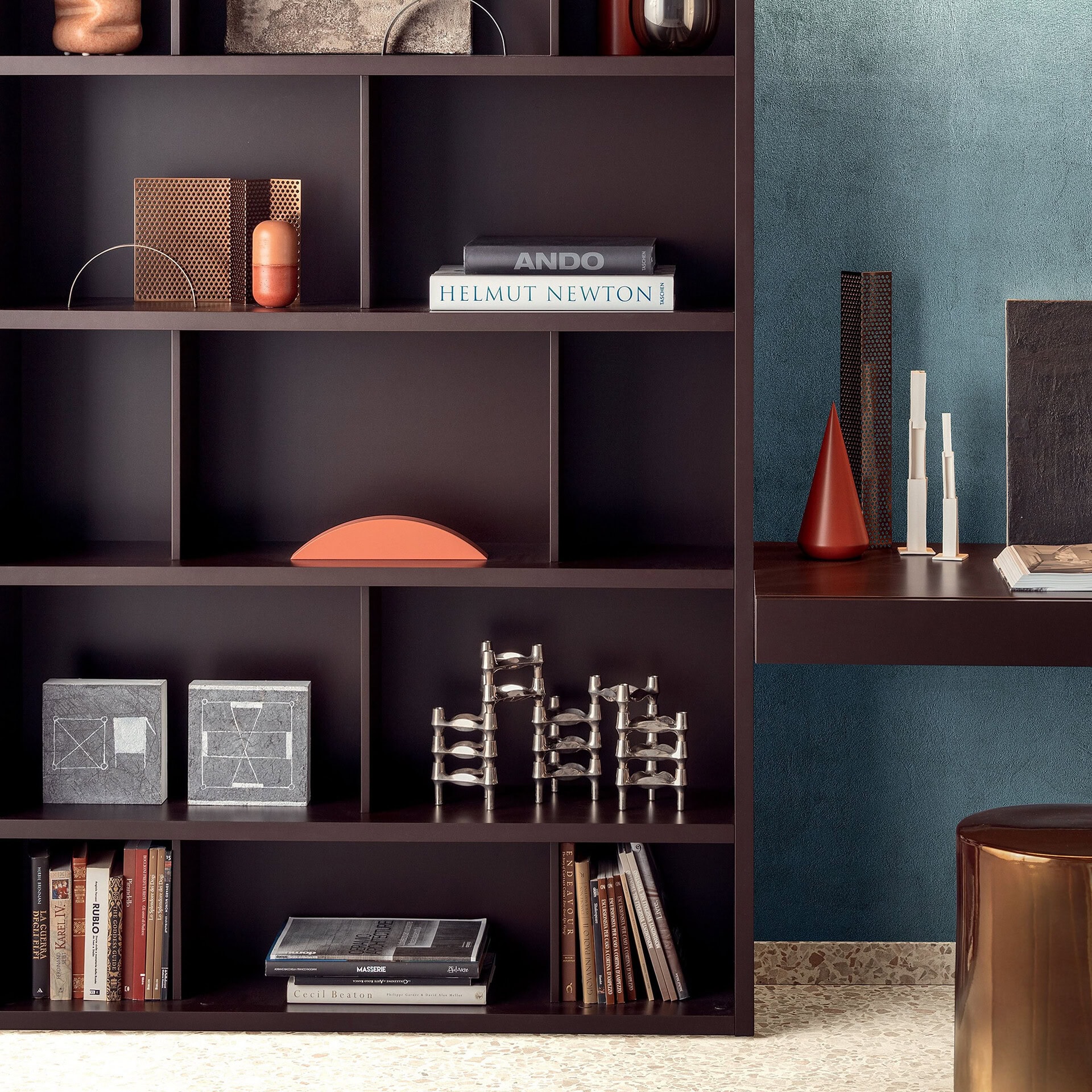 Elegant bookcase featuring versatile storage for books, art, and decor in stylish modern decor.