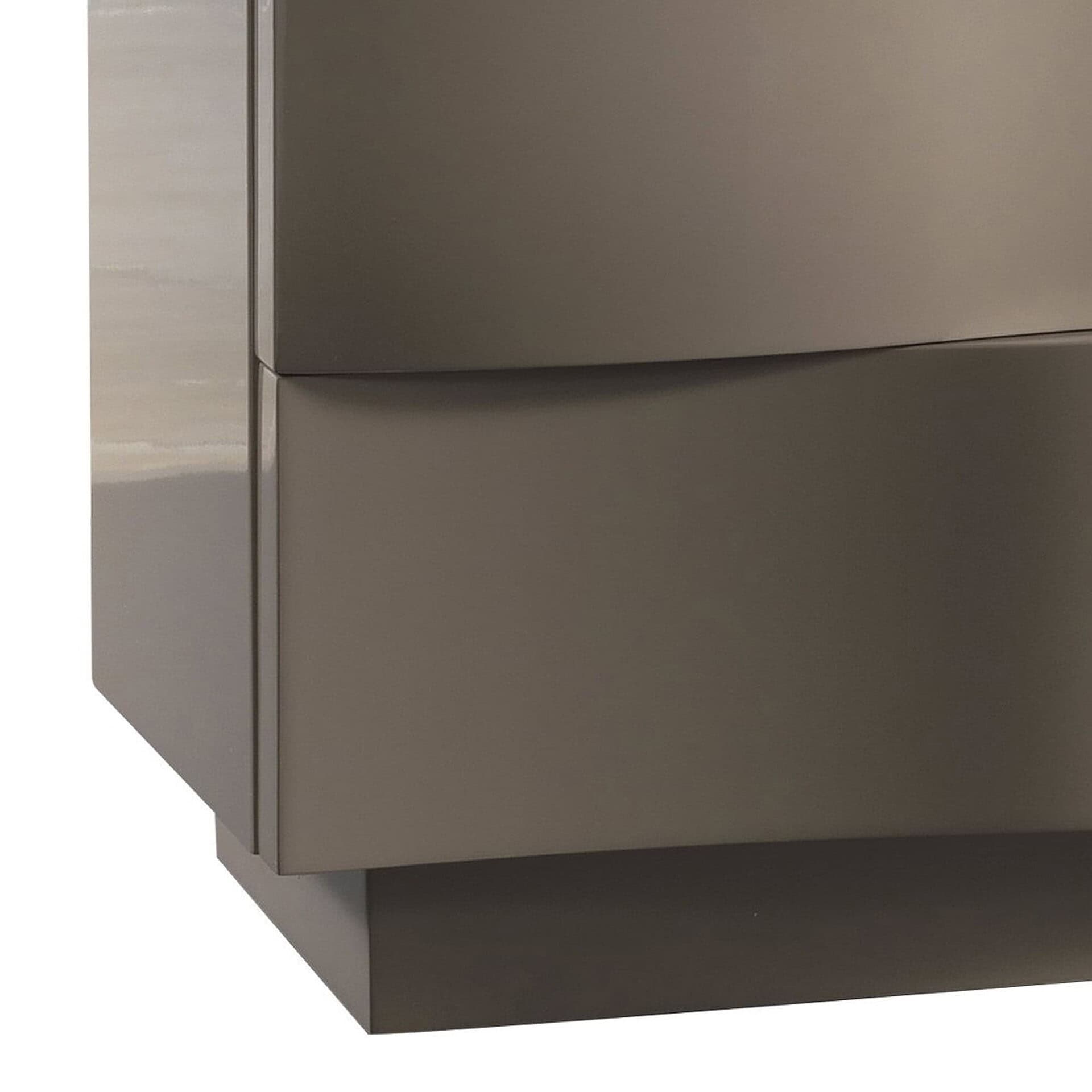 Sleek modern gray drawer chest with smooth finish and minimalist design.