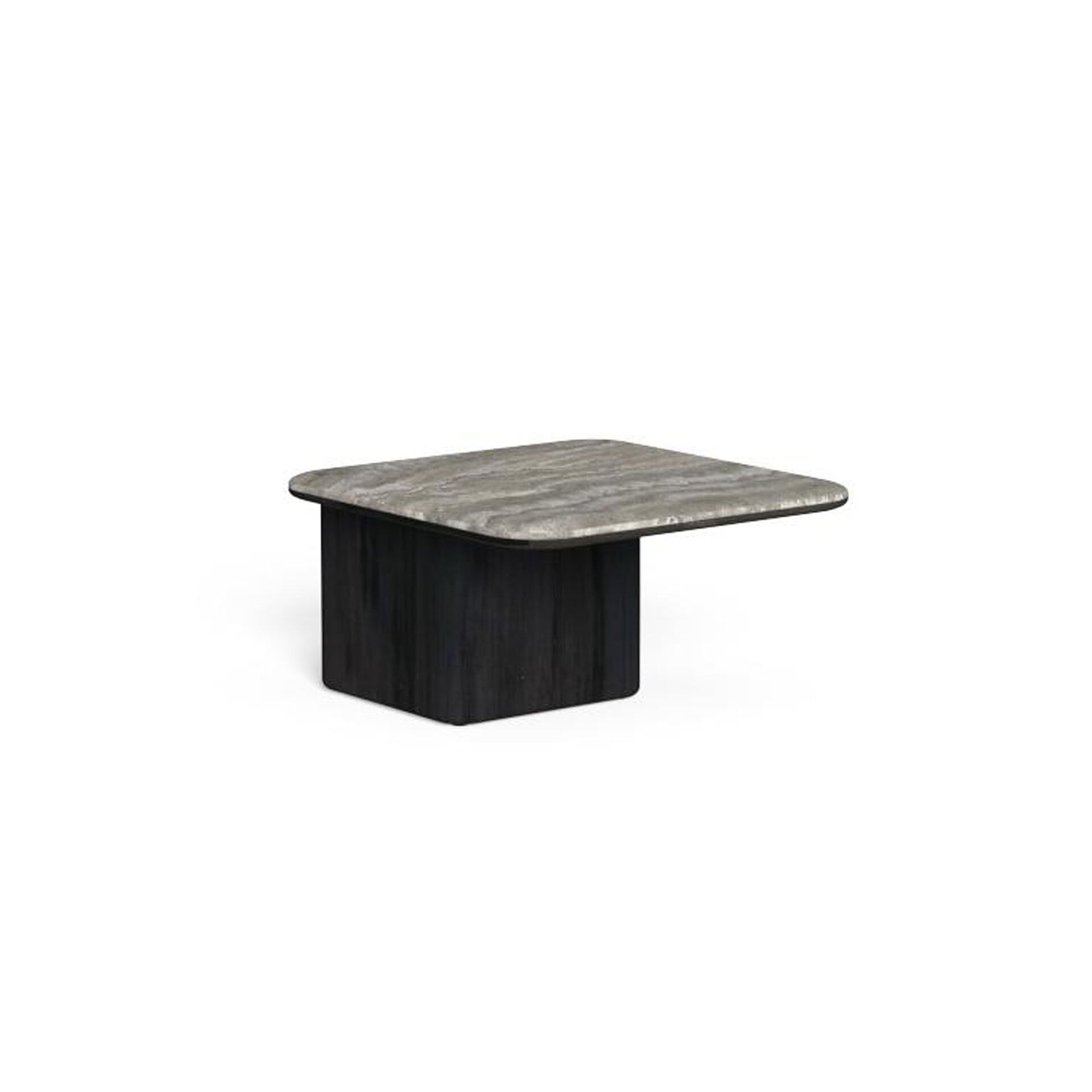Slate and black marble accent table with a modern design.