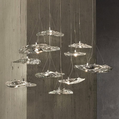 Glass pendant lighting fixture for modern interior decor.