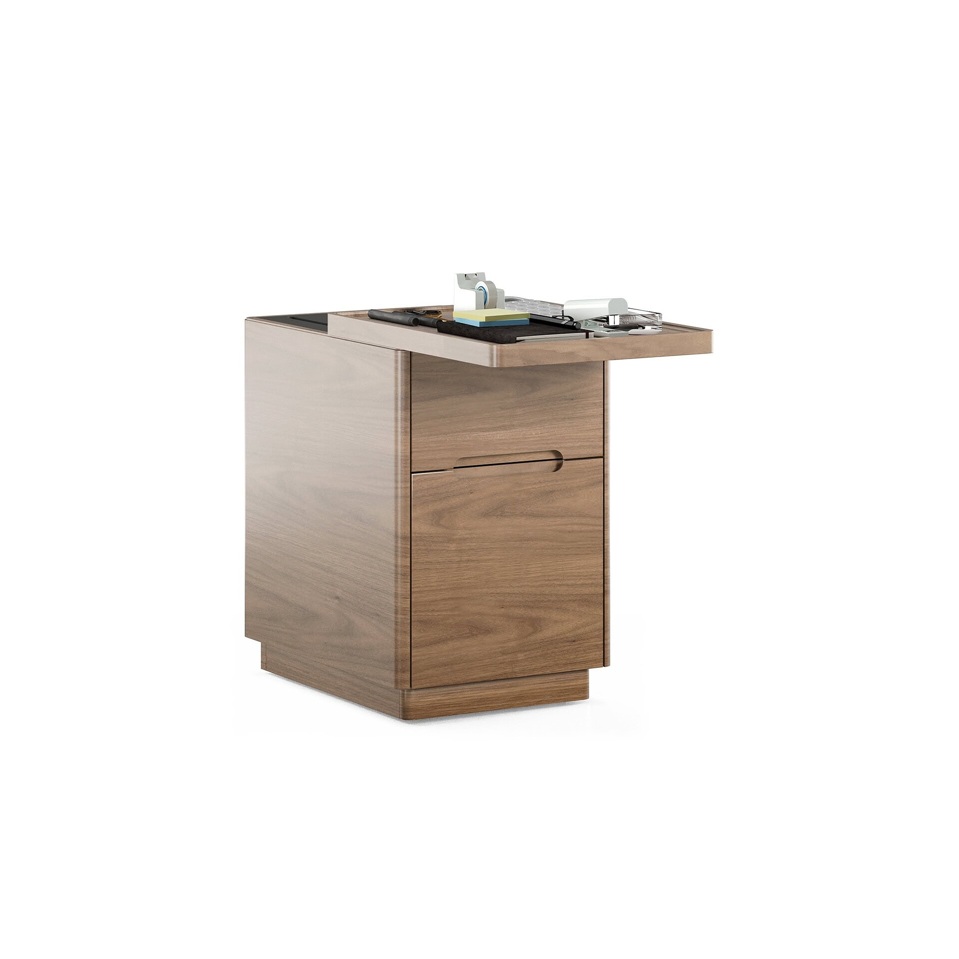 Sleek wooden medical cart with storage drawers, perfect for healthcare and office environments.