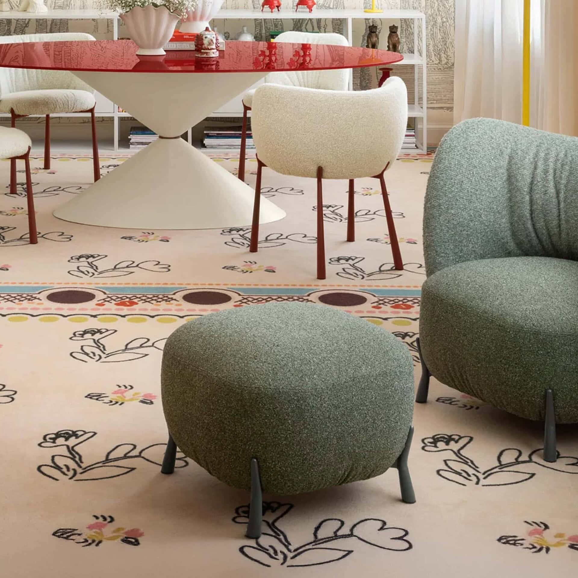 Versatile modern living room furniture with colorful accent pieces for stylish home decor.