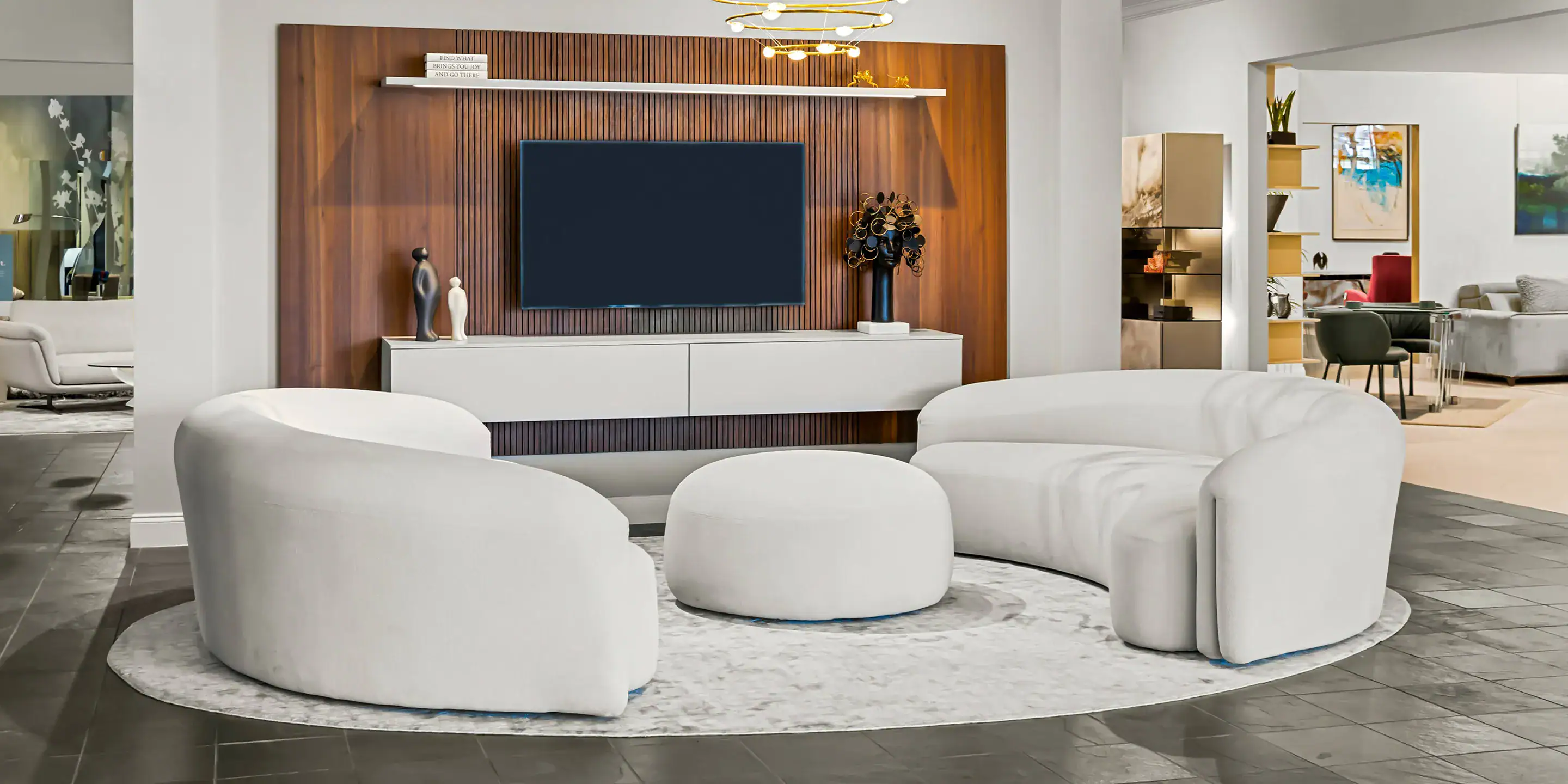 Elegant modern living room showcasing stylish Sklar Furnishings furniture and decor, perfect for contemporary home design.