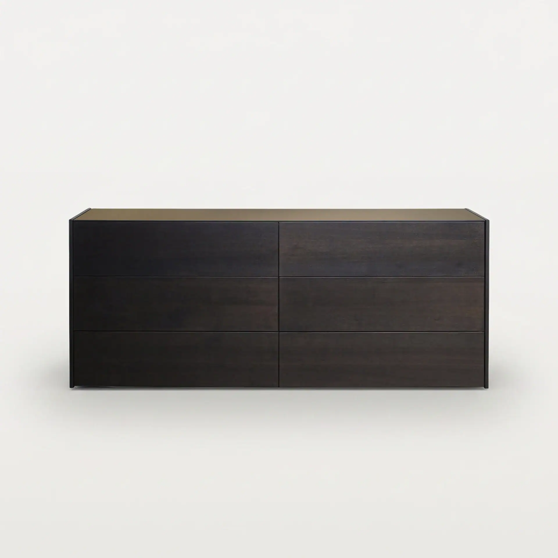 Sleek dark wood modern dresser with minimalist design, ideal for contemporary home decor.