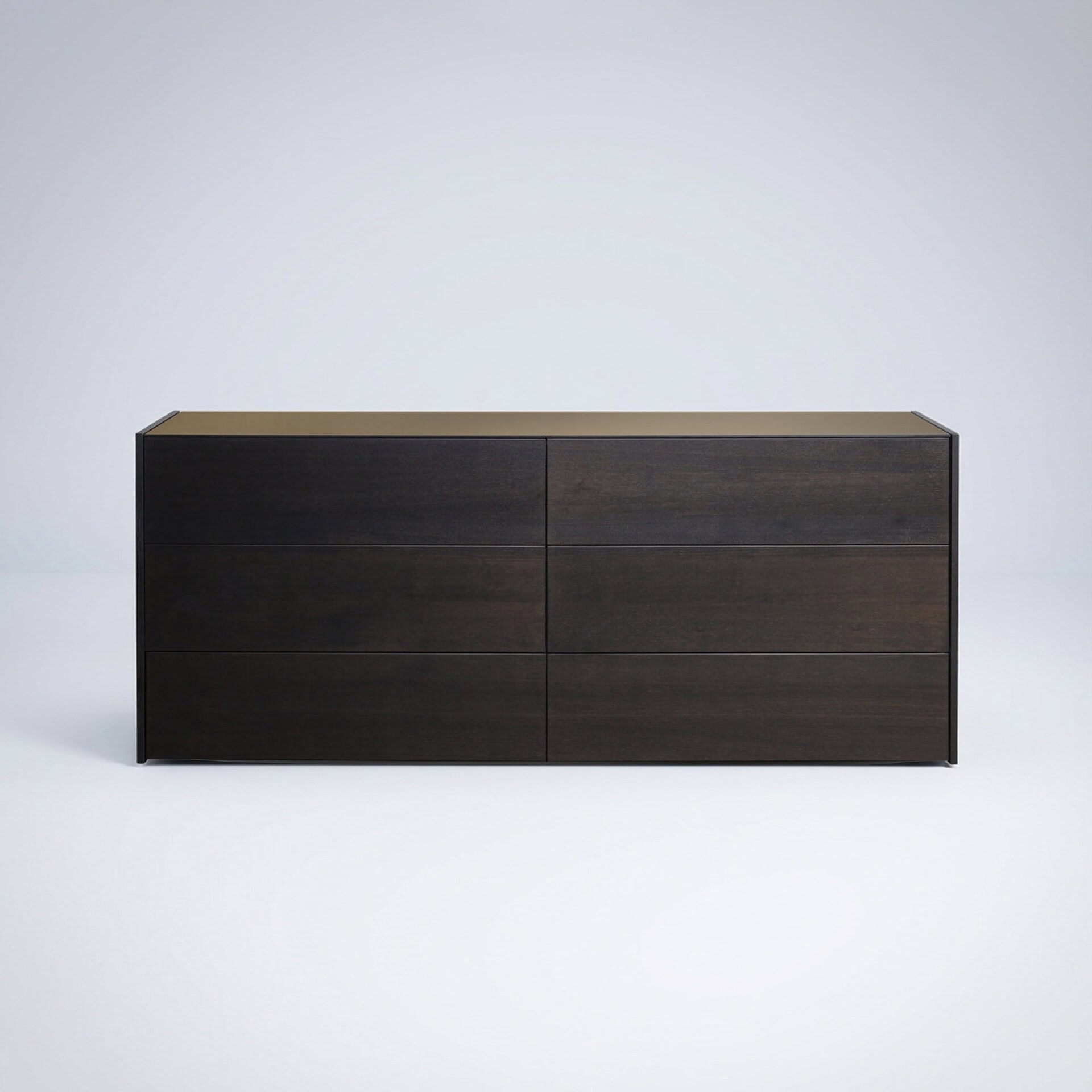 Sleek dark wood modern dresser with minimalist design, ideal for contemporary home decor.