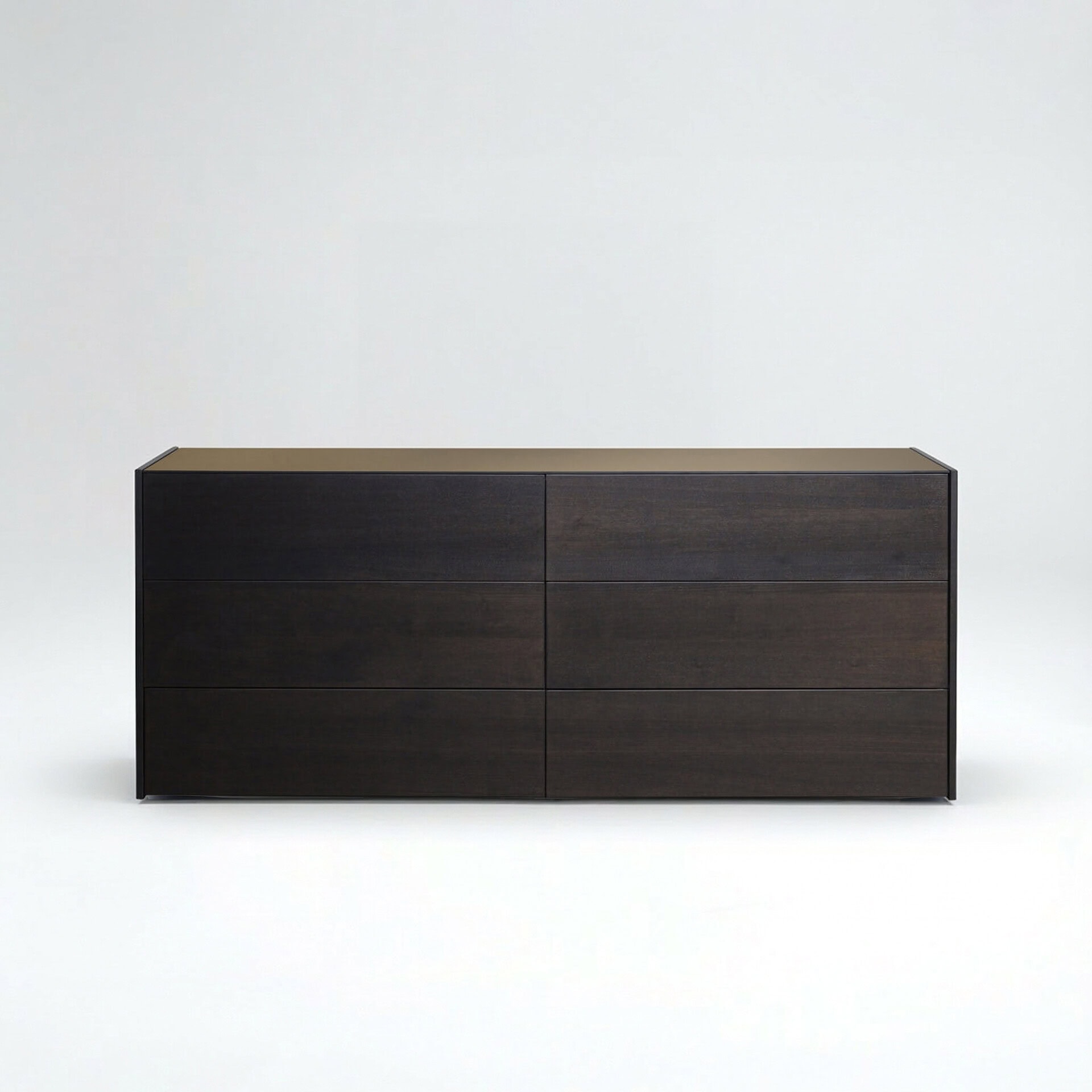 Sleek dark wood modern dresser with minimalist design, ideal for contemporary home decor.