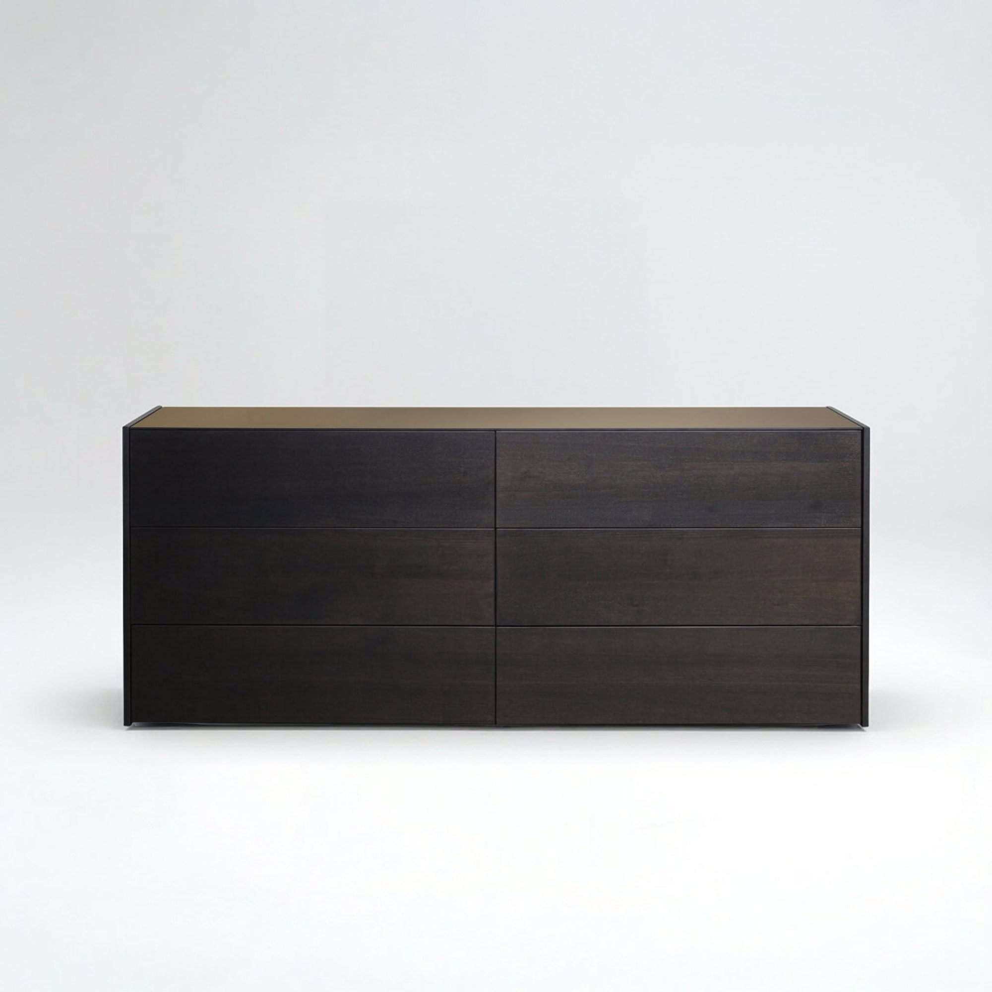 Sleek dark wood modern dresser with minimalist design, ideal for contemporary home decor.