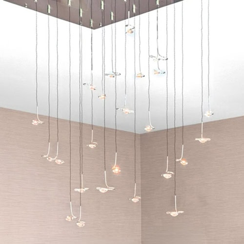 Unique hanging pendant lights in a modern condo interior for stylish home lighting.
