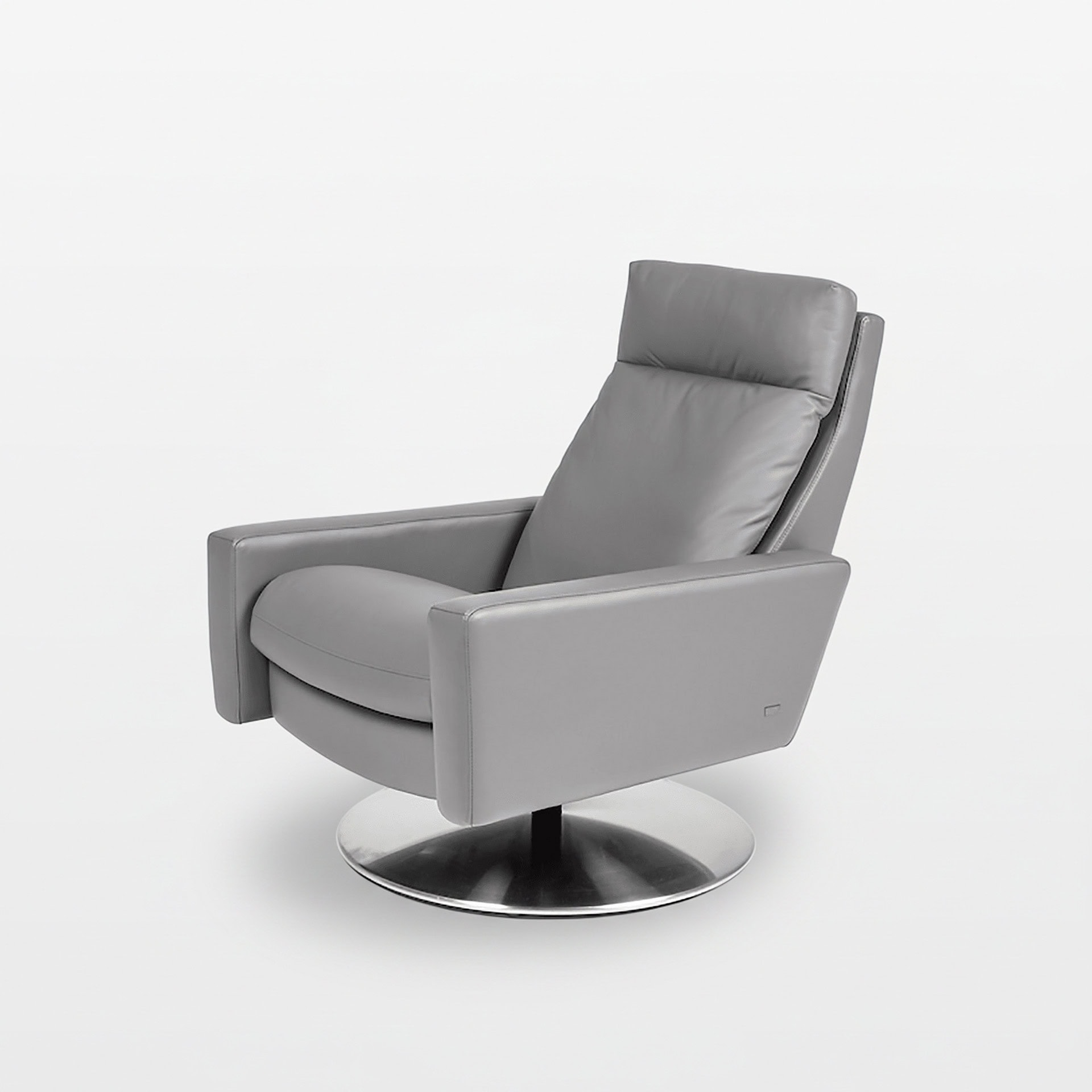 Gray recliner chair with sleek design and comfortable cushioning.