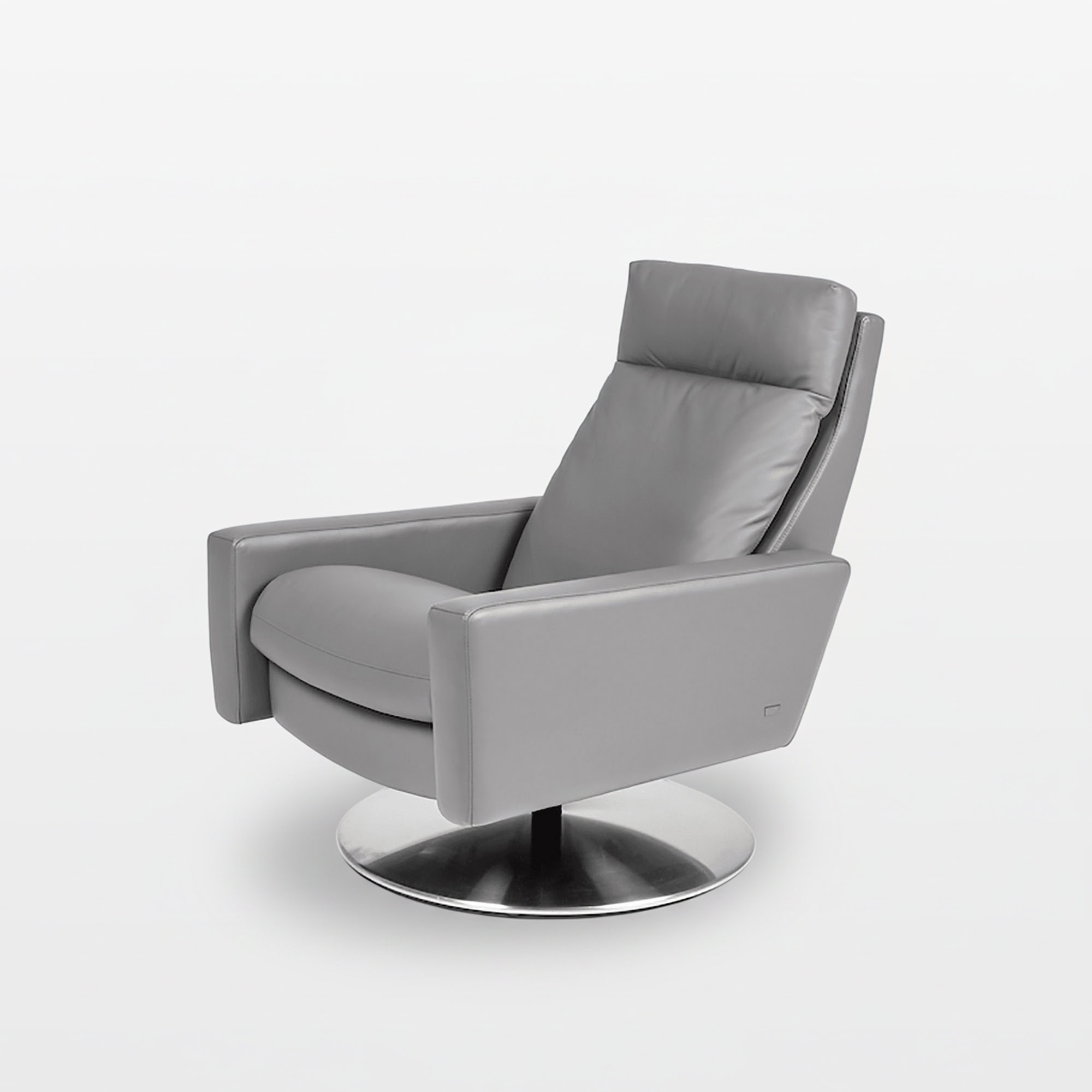 Gray recliner chair with sleek design and comfortable cushioning.