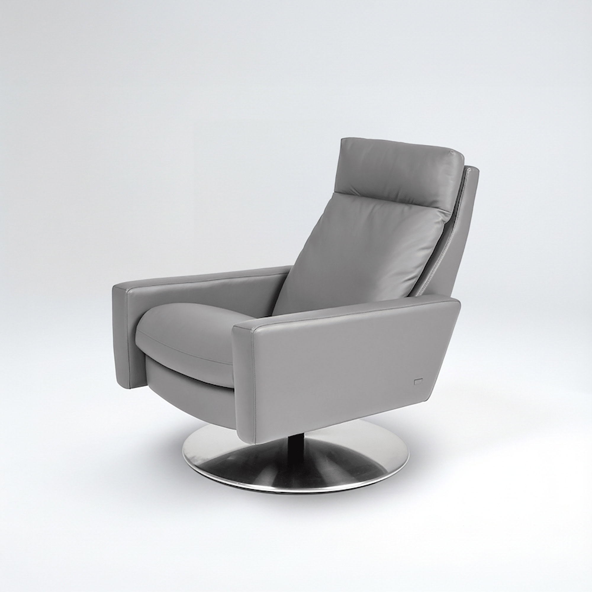 Gray recliner chair with sleek design and comfortable cushioning.
