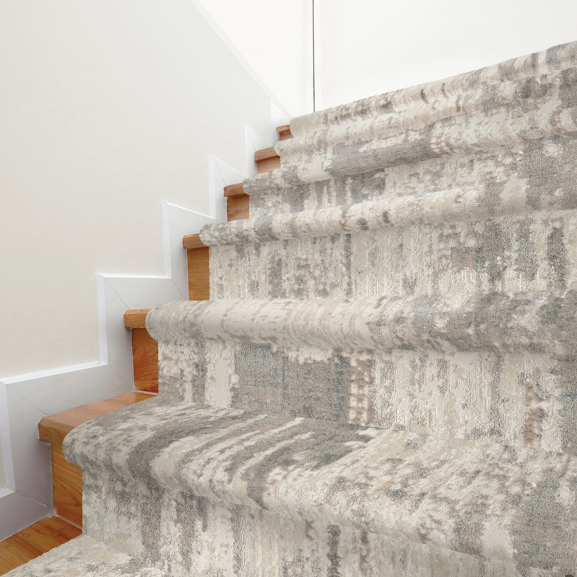 Abstract woven carpet with neutral tones for modern interiors.
