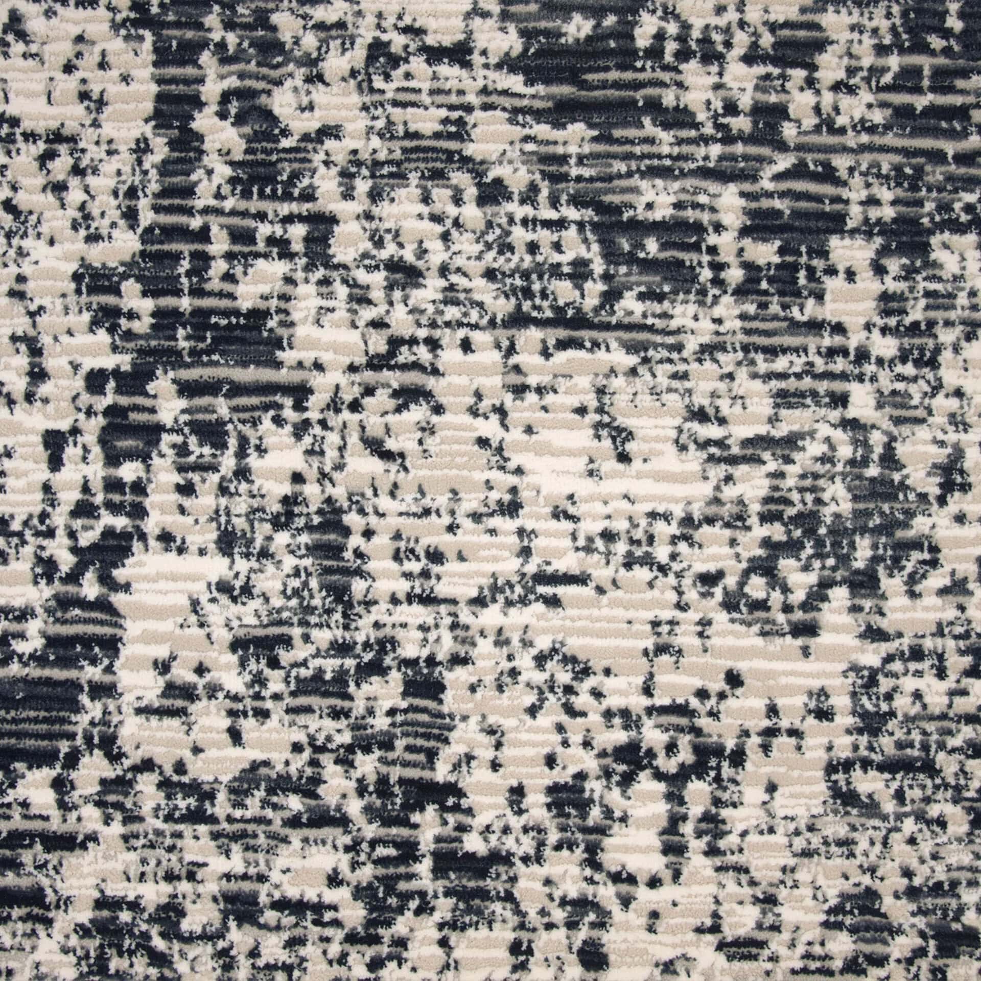 Stylish black and white abstract rug, perfect for modern decor and living room enhancement.