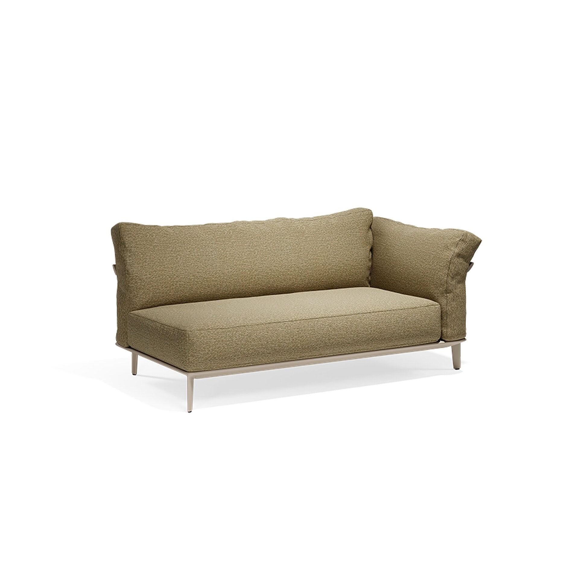 Luxurious green upholstered sofa with modern sleek design from Sklar Furnishings.