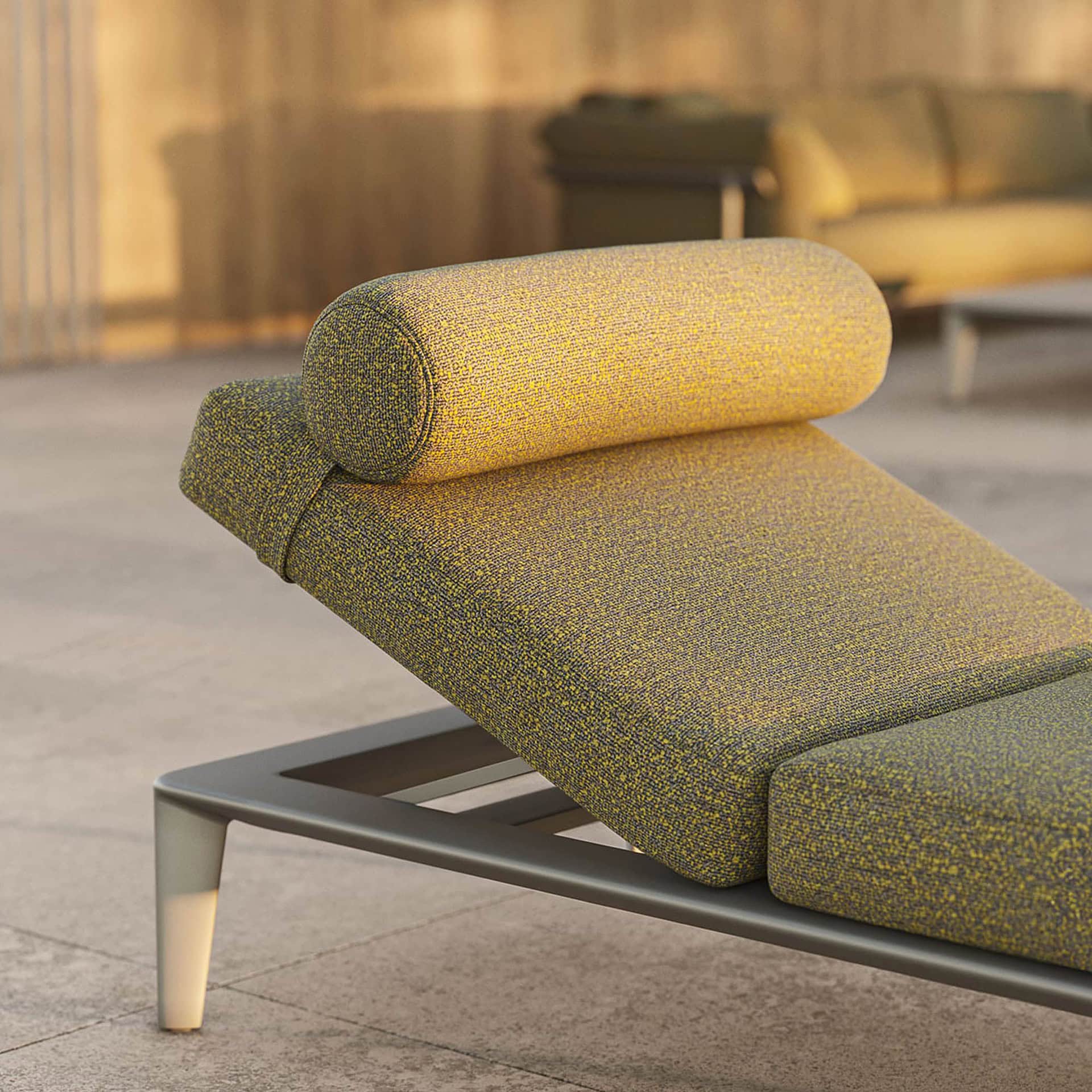Luxury modern lounge chair with ergonomic design and vibrant fabric, perfect for stylish interiors.