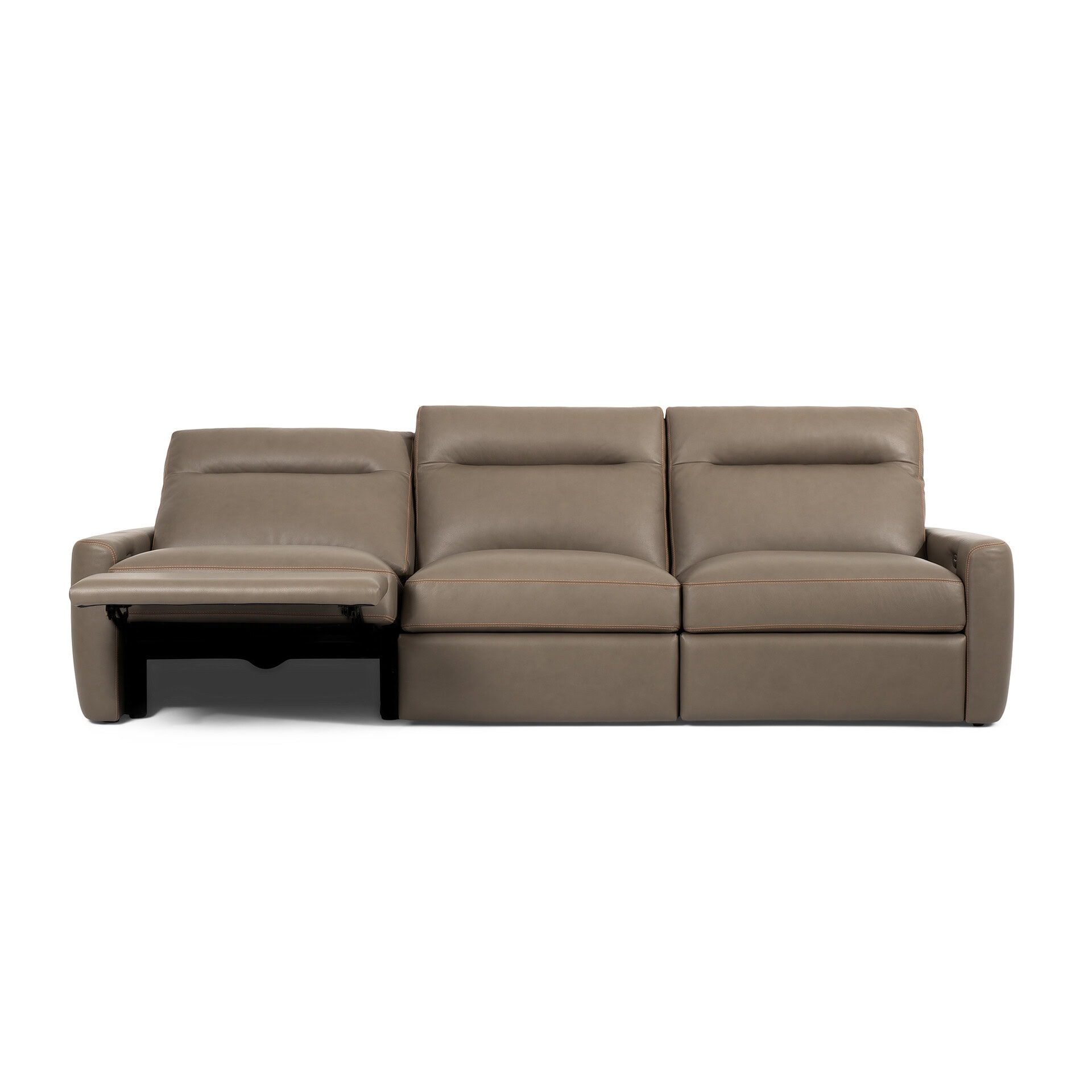 Elegant leather sectional sofa with adjustable chaise for versatile living room seating.