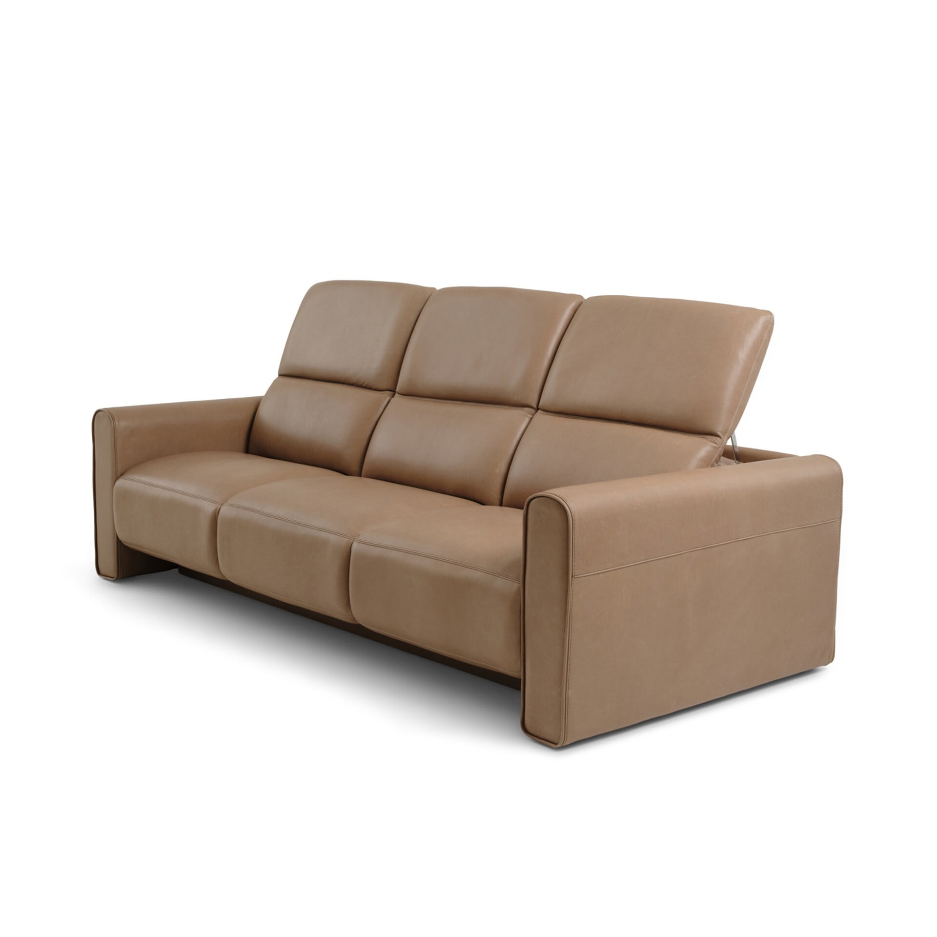 Leather sofa with plush cushions and modern design for stylish living room seating.
