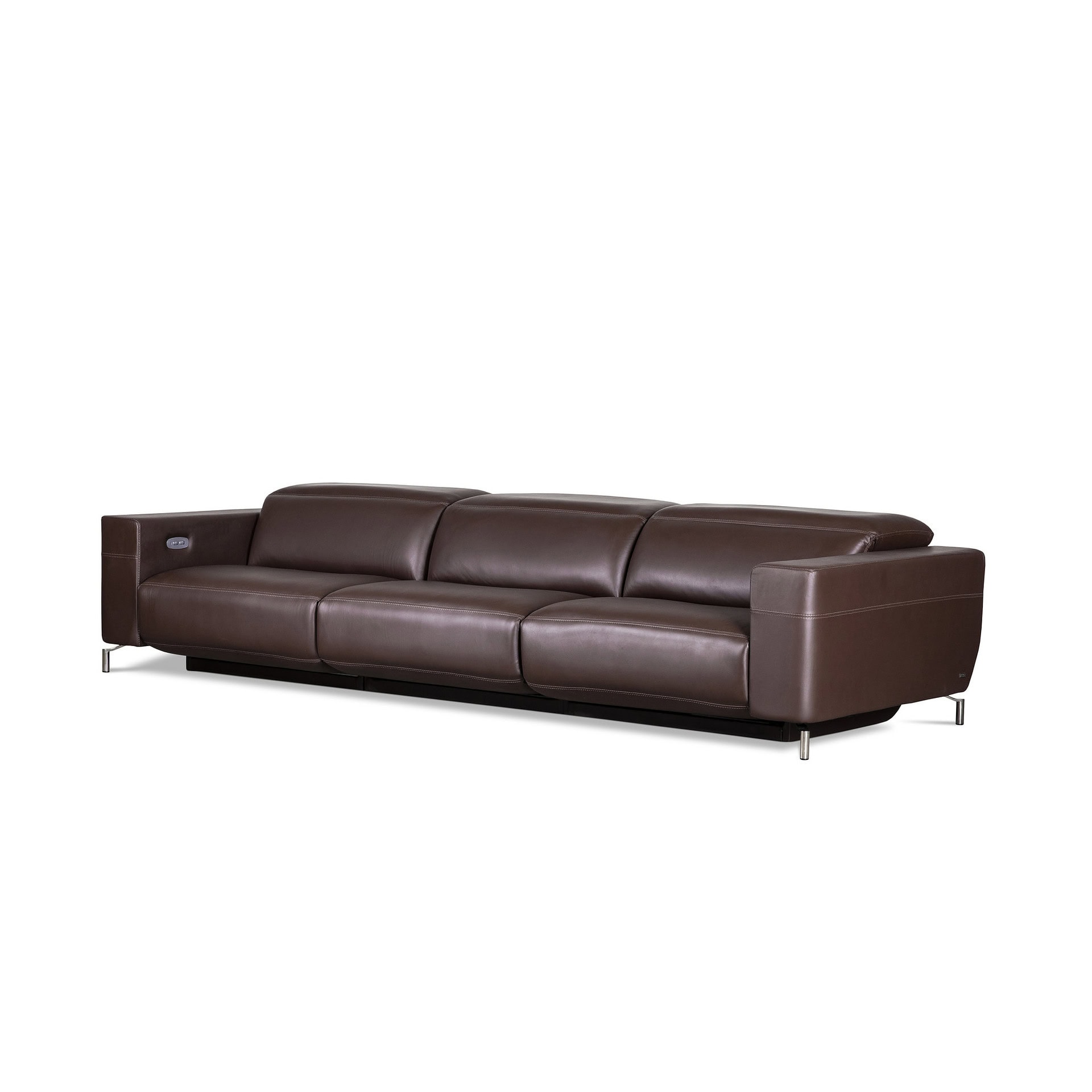 Elegant brown leather sofa perfect for contemporary living room decor.