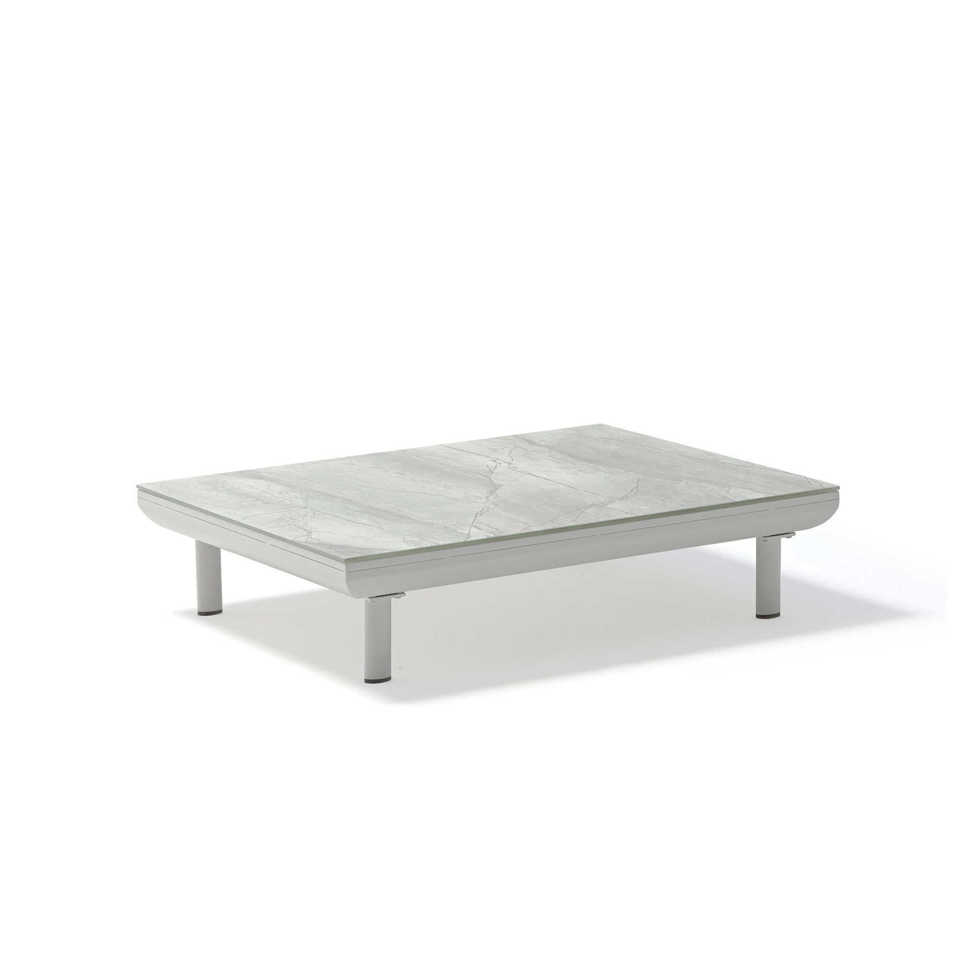 Elegant marble coffee table with sleek design and sturdy legs.