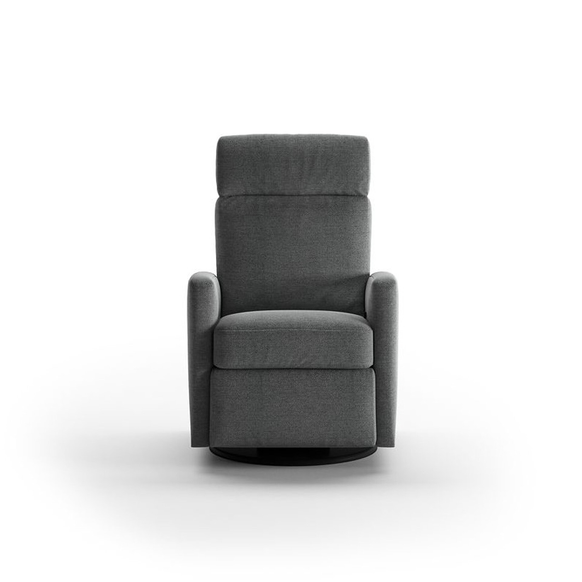 Gray recliner chair with plush cushioning and armrests for relaxation.