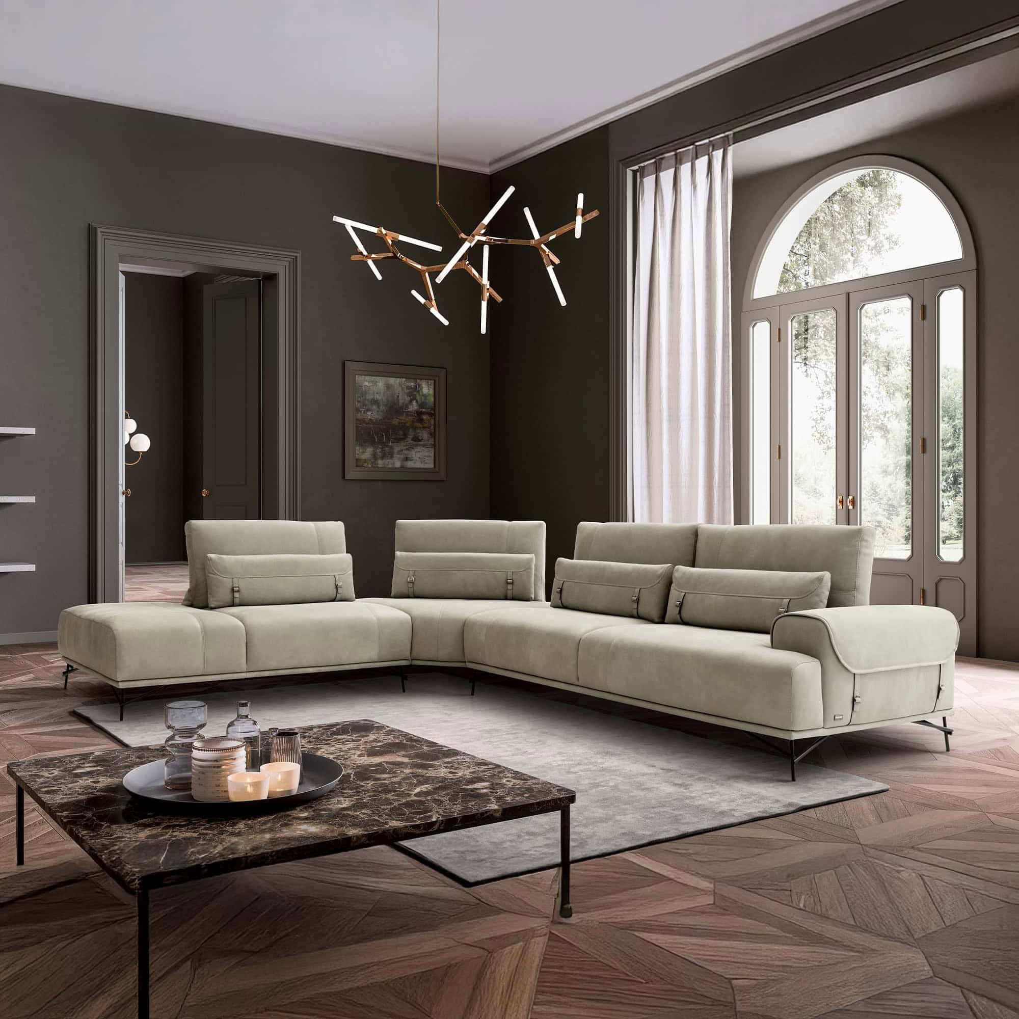 Modern Sirio sectional sofa in a stylish living room setting.