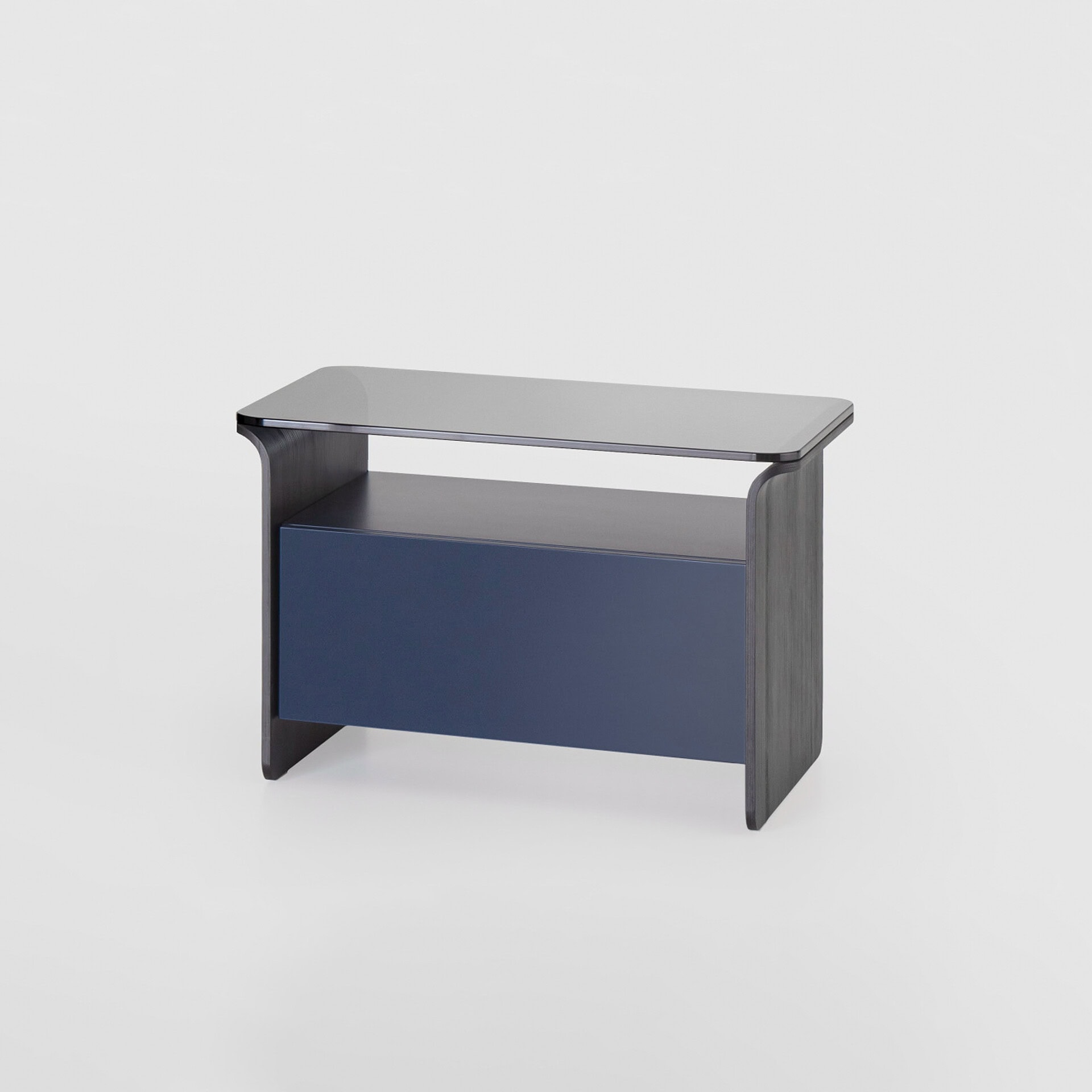 Glass top nightstand with modern design and sleek finish. Perfect for contemporary bedroom decor.
