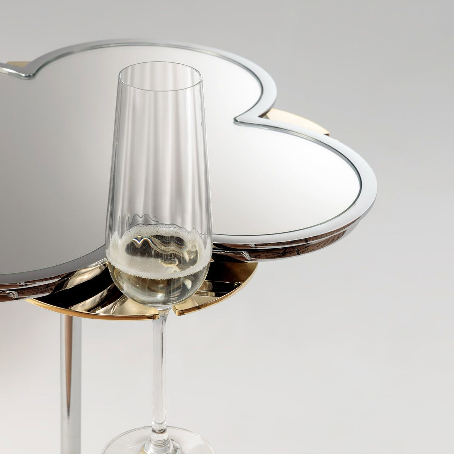 Beautiful heart-shaped mirrored side table perfect for stylish home decor.