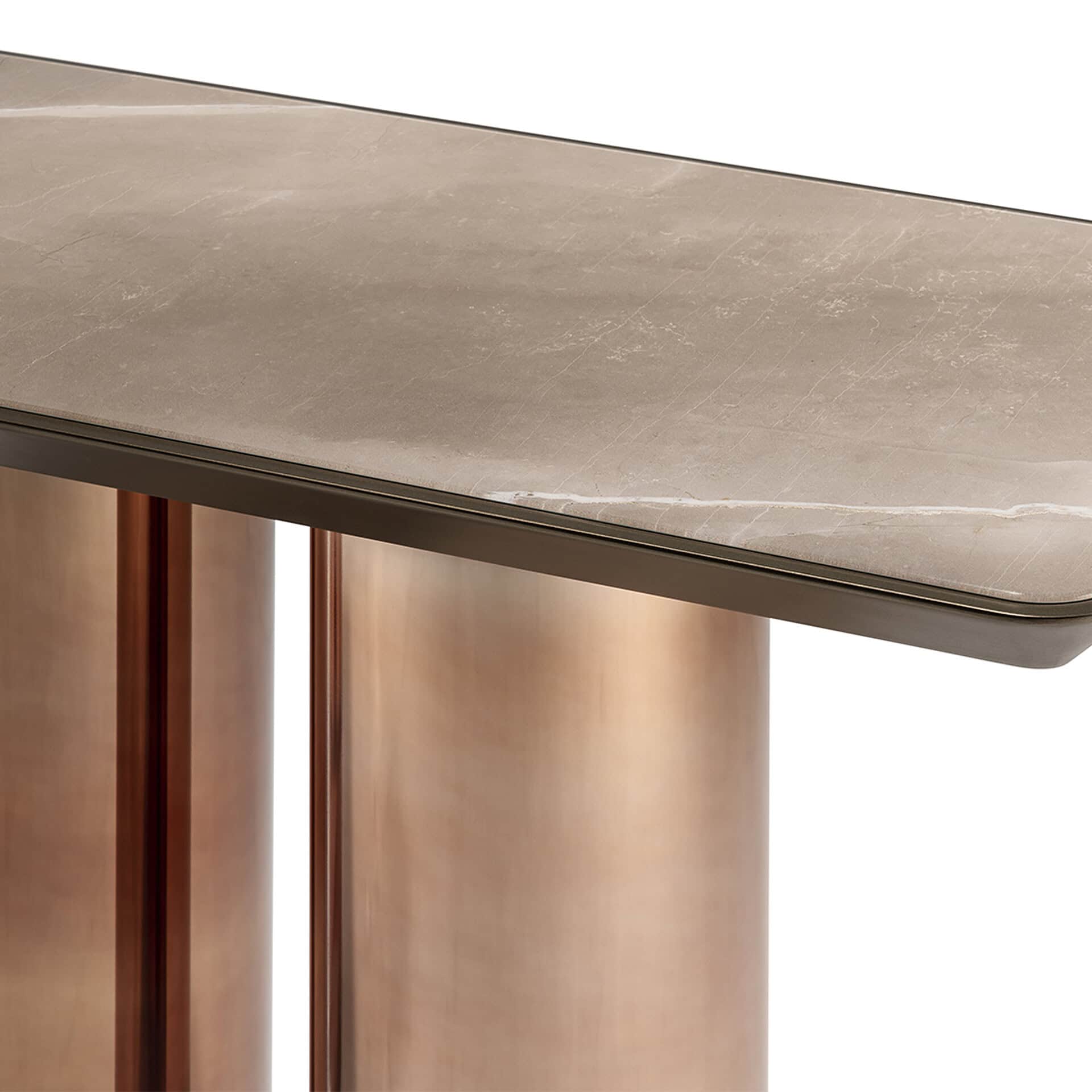 Modern marble and wood dining table for elegant interiors.