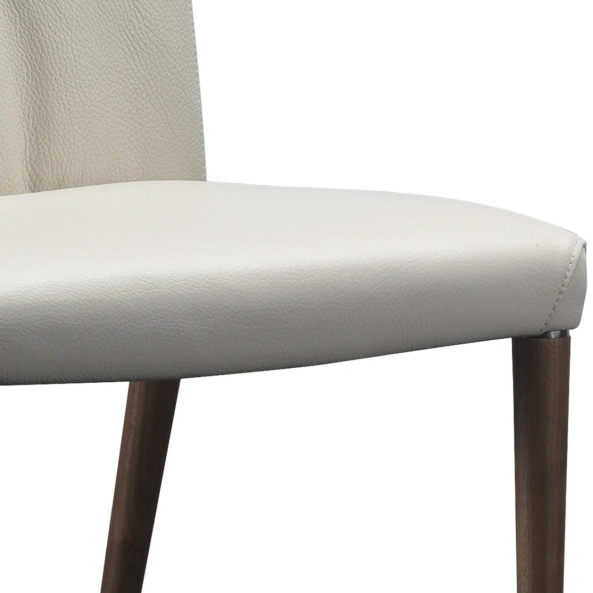 Sklar Furnishings soft dining chair with beige upholstery and wooden legs.