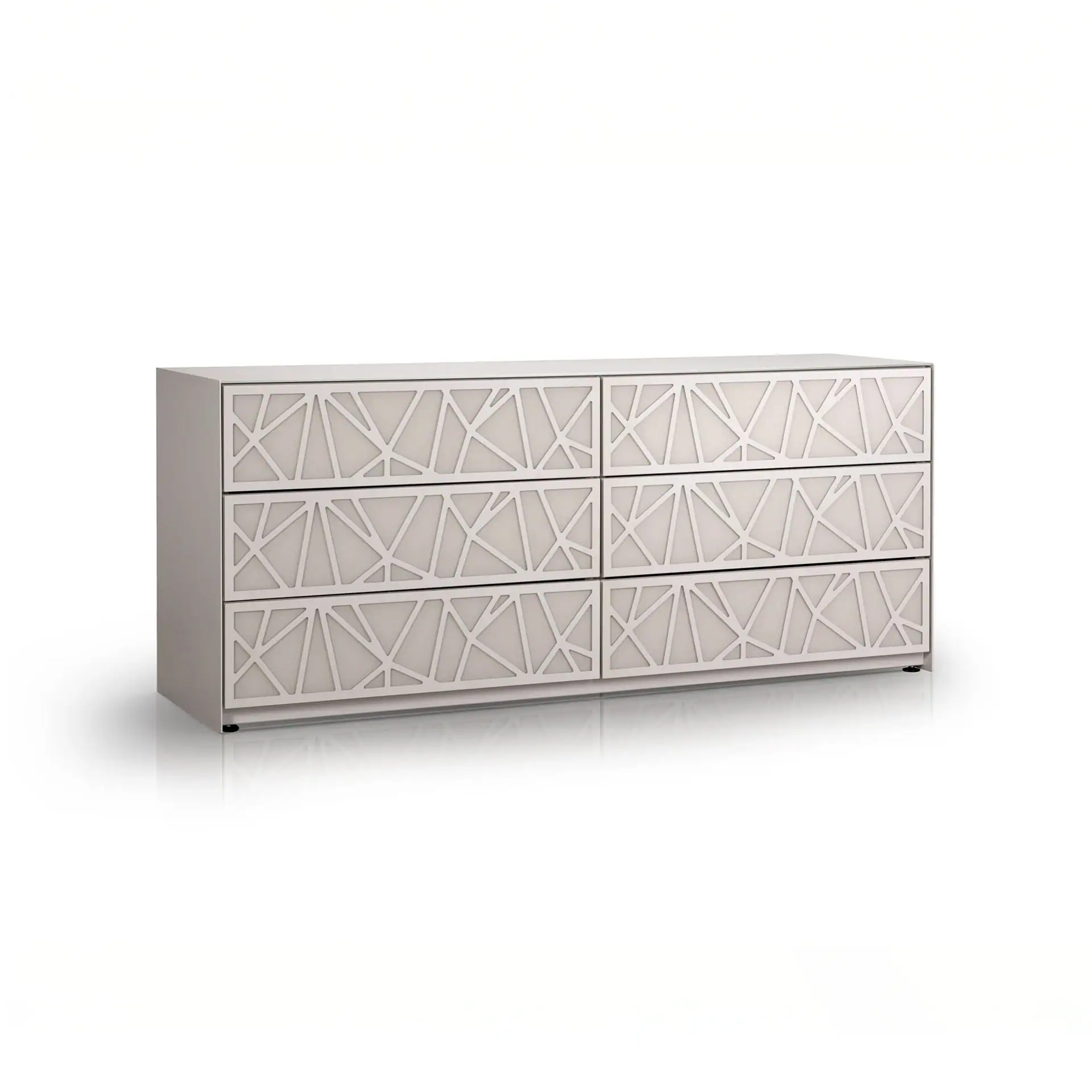Sklar Furnishings Absolute 6-Drawer Dresser with geometric pattern.