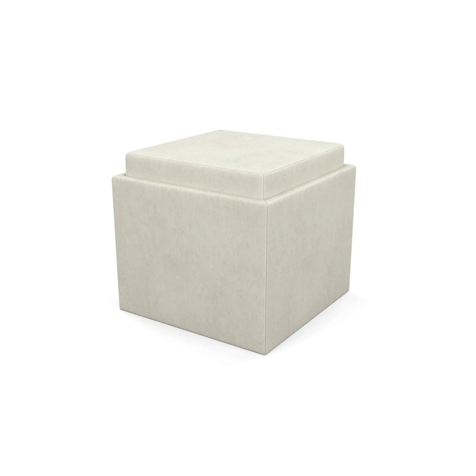 Uno Upholstered Storage Ottoman in light fabric for living room.
