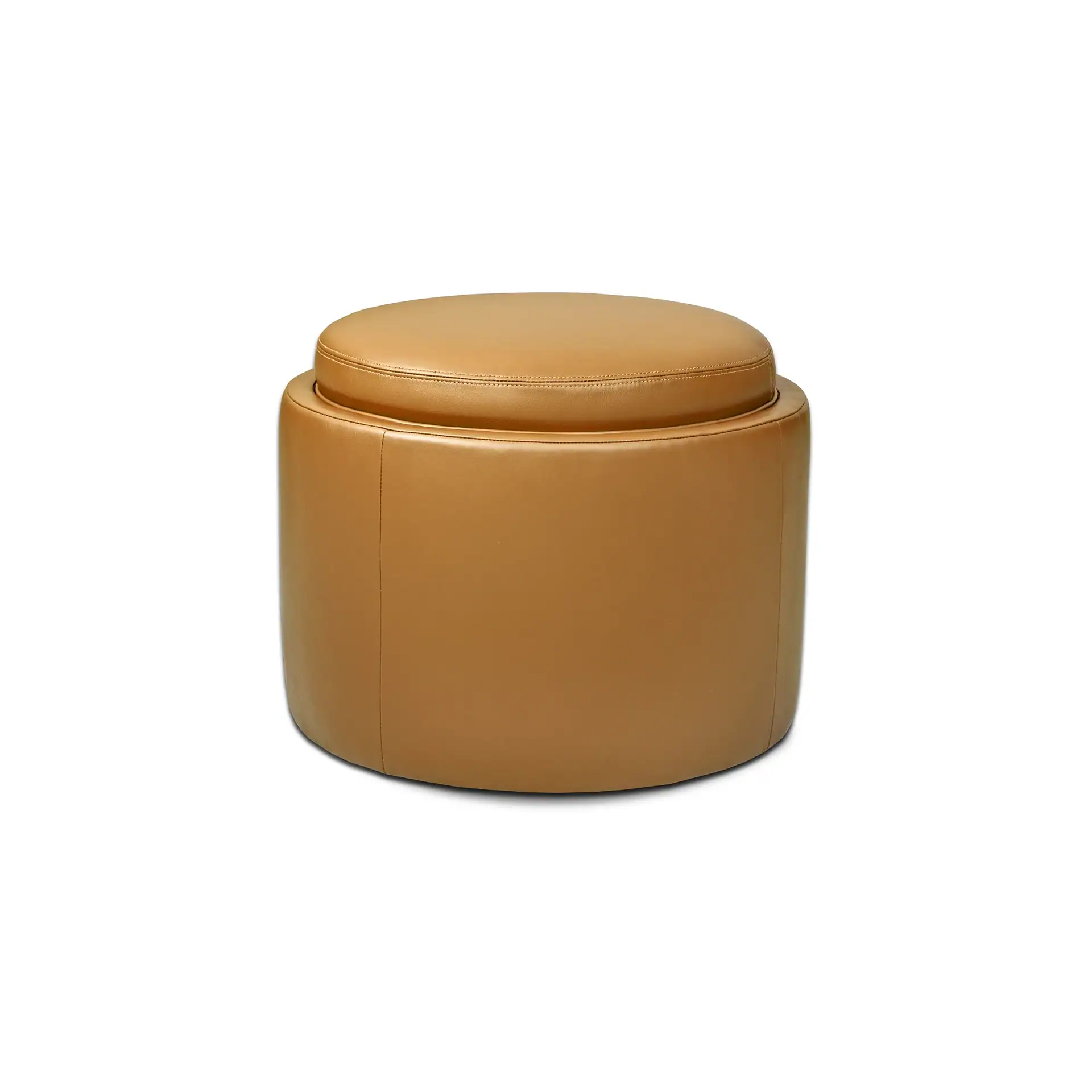 Sklar Furnishings Uno upholstered storage ottoman in tan color.