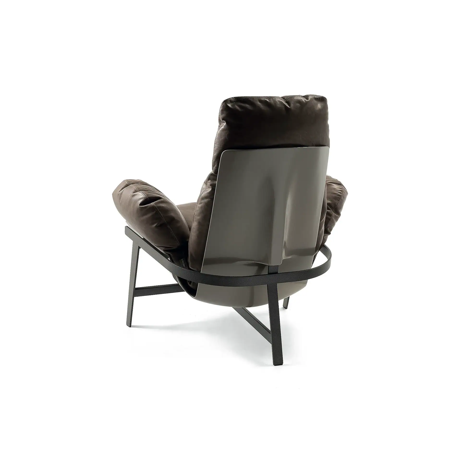 Sklar Furnishings Jupiter lounge chair back view with cushions.