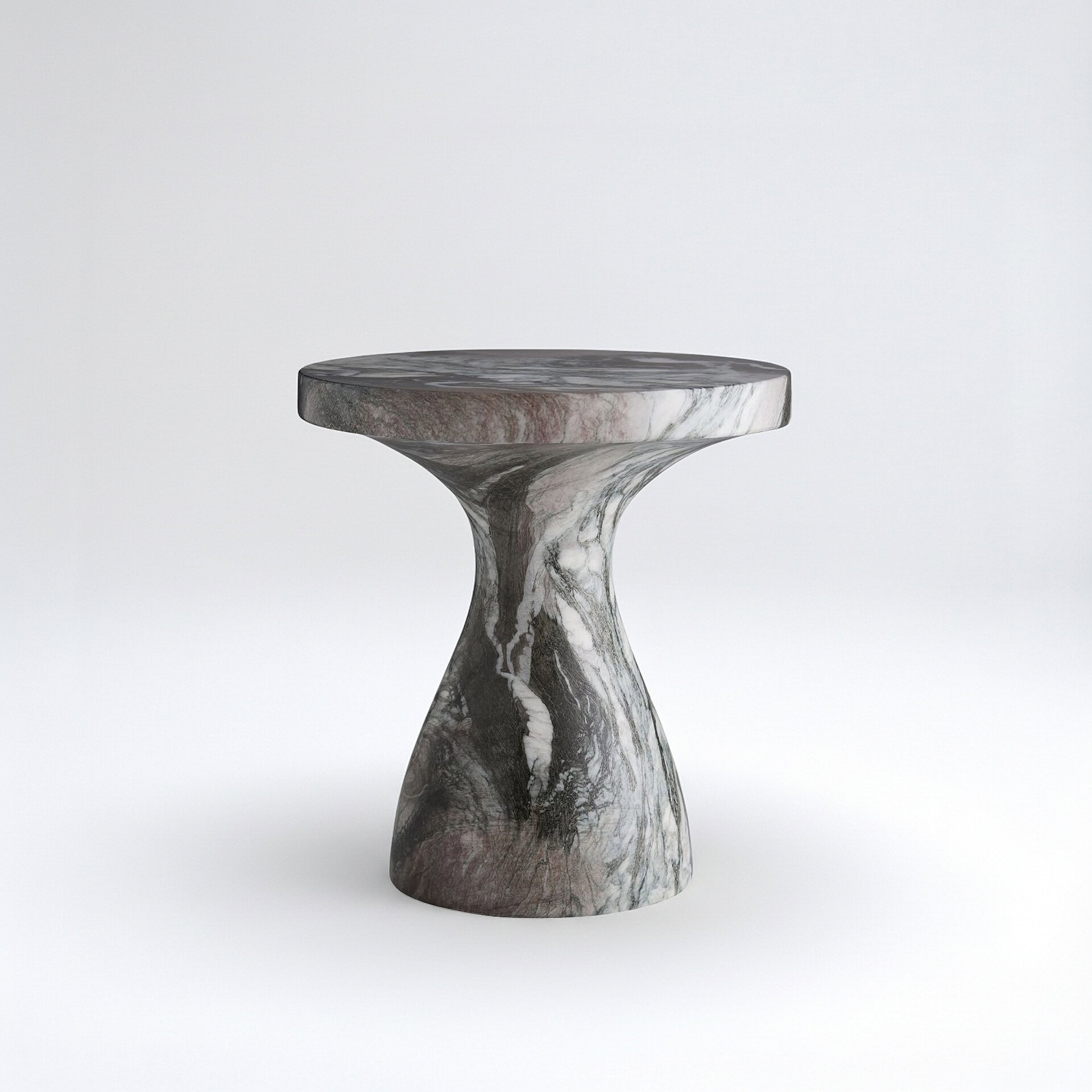 Sculptural marble side table with elegant curves, perfect for modern and luxury interior decor.