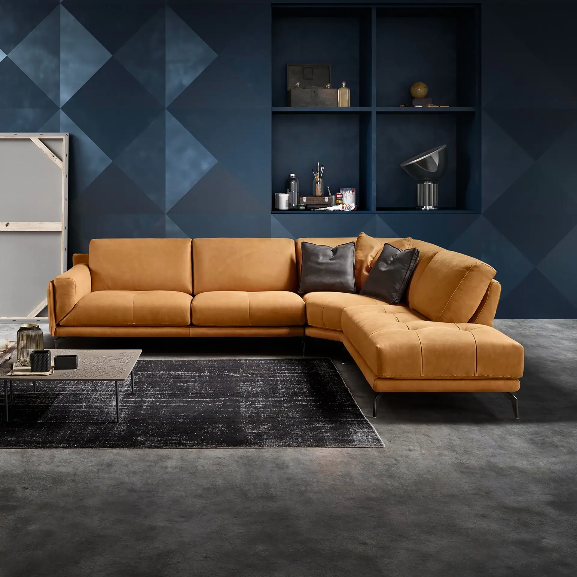 Sklar Furnishings Glamour Modular Sectional Sofa in a modern living room.