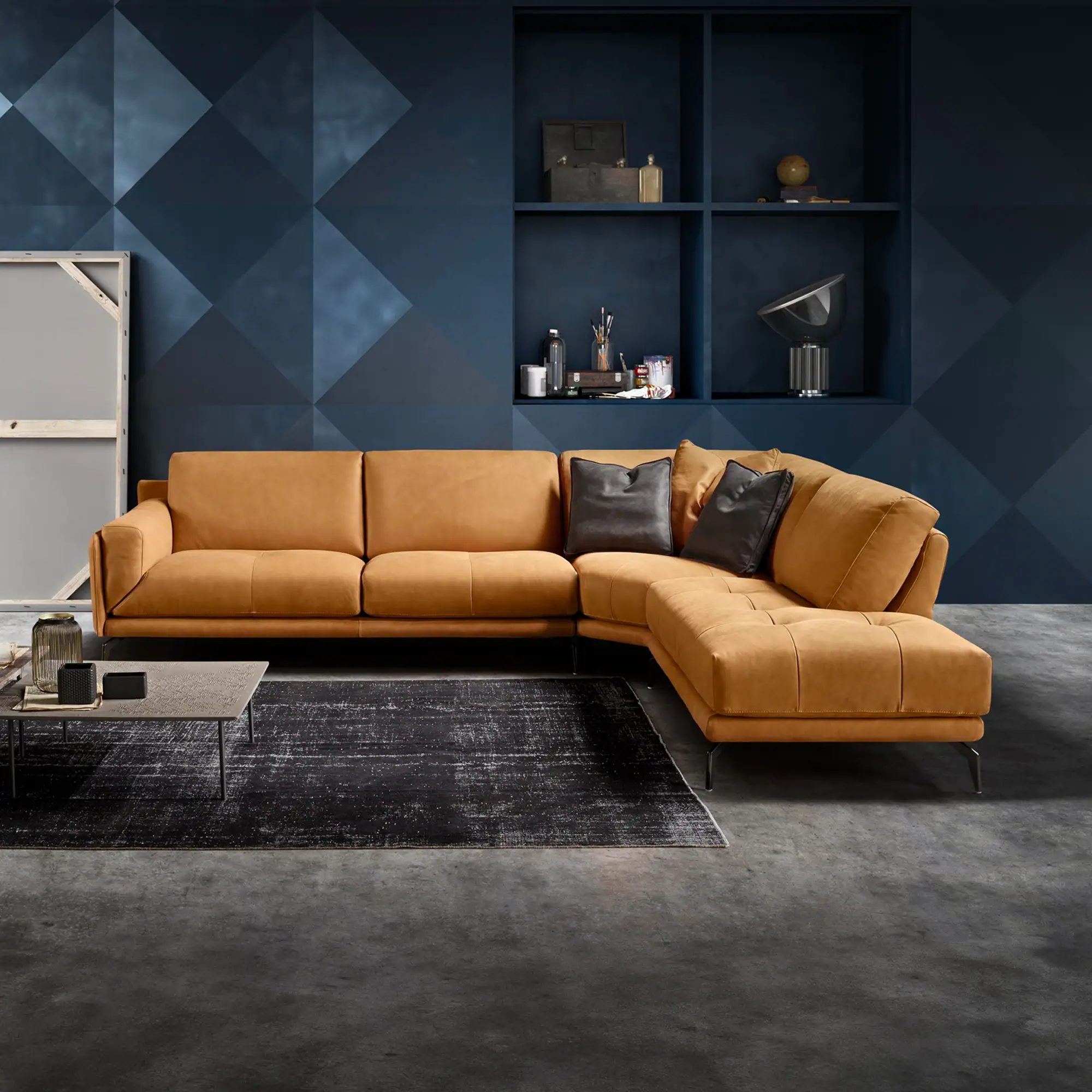 Sklar Furnishings Glamour Modular Sectional Sofa in a modern living room.