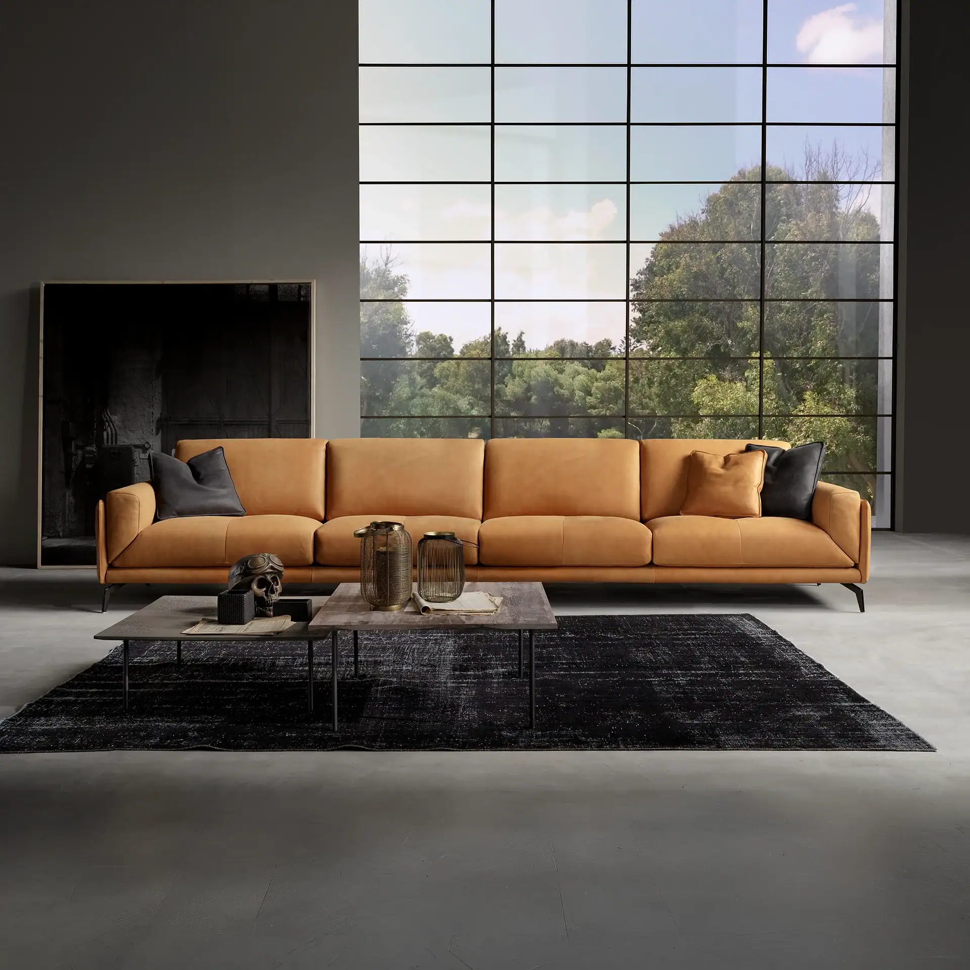 Glamour Modular Sectional Sofa in a modern living room with large window view.