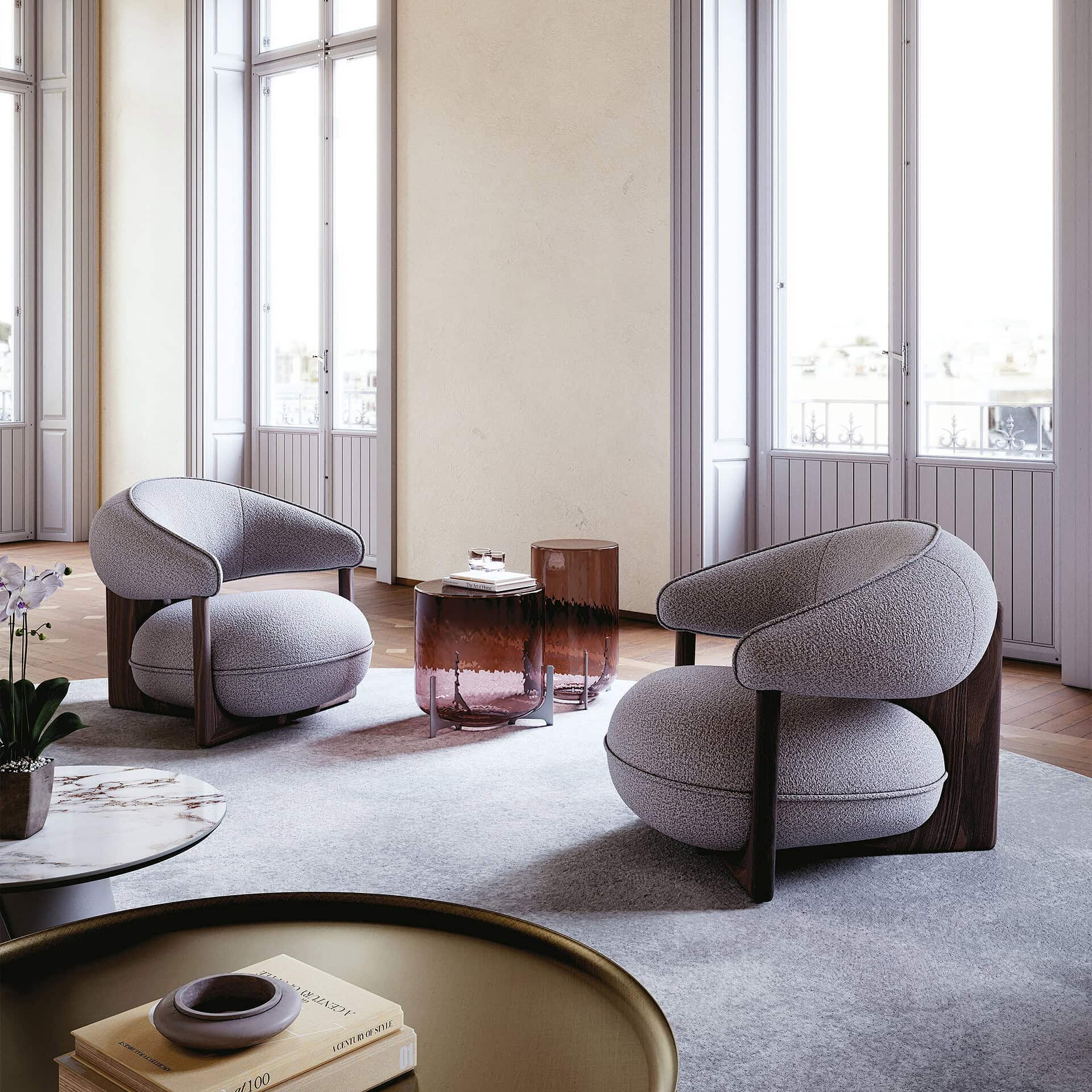 Elegant Ruby Lounge Armchair for contemporary living spaces. Perfect for stylish comfort and modern.