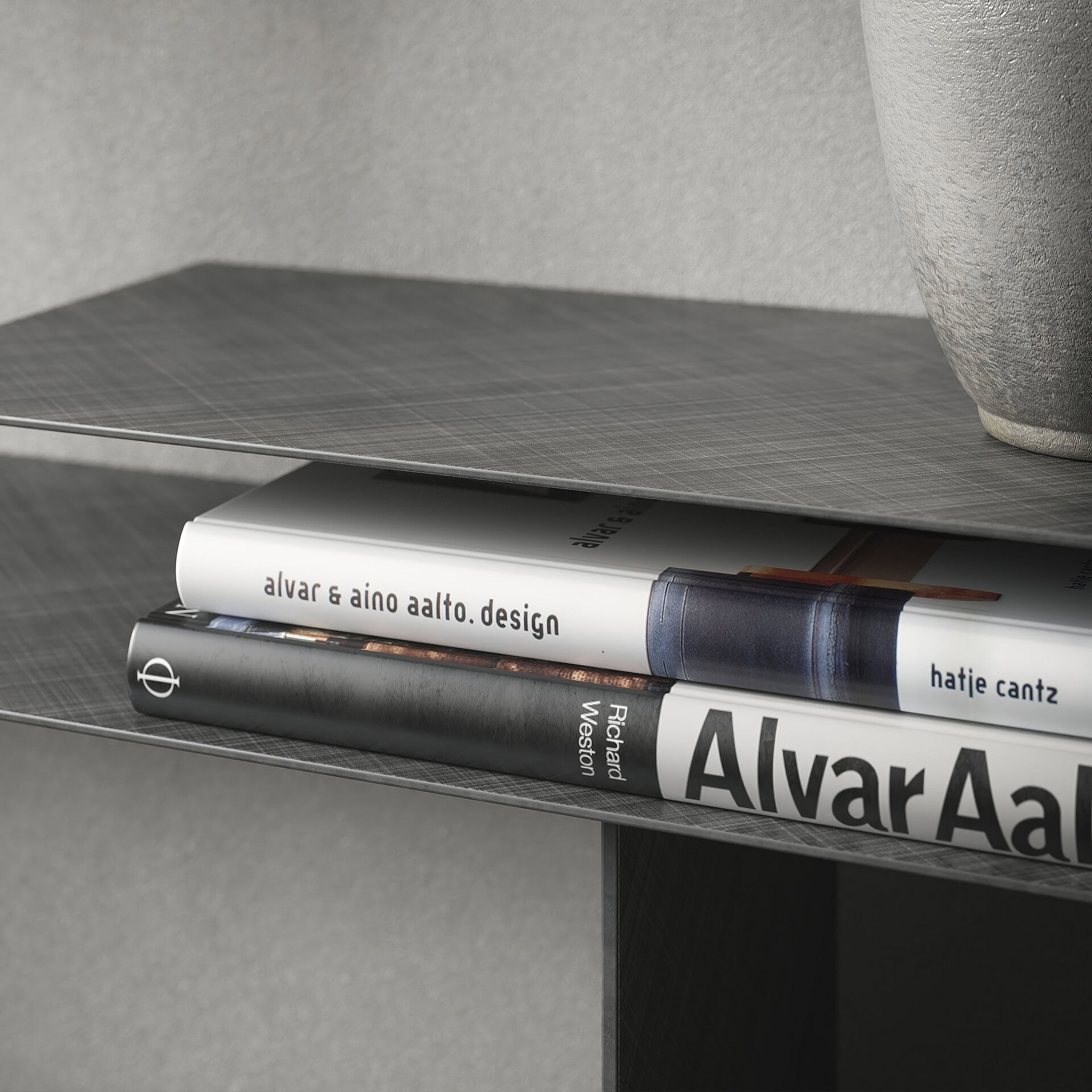 Modern Tee Console Table with sleek design and gray finish.