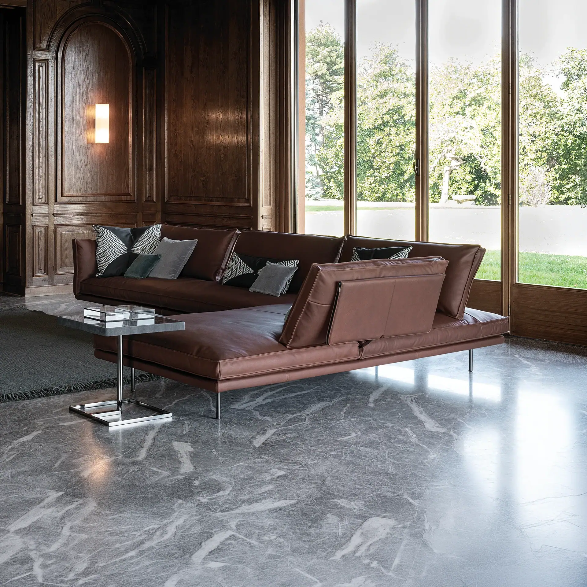 Sklar Furnishings modular sectional sofa in a modern living room.