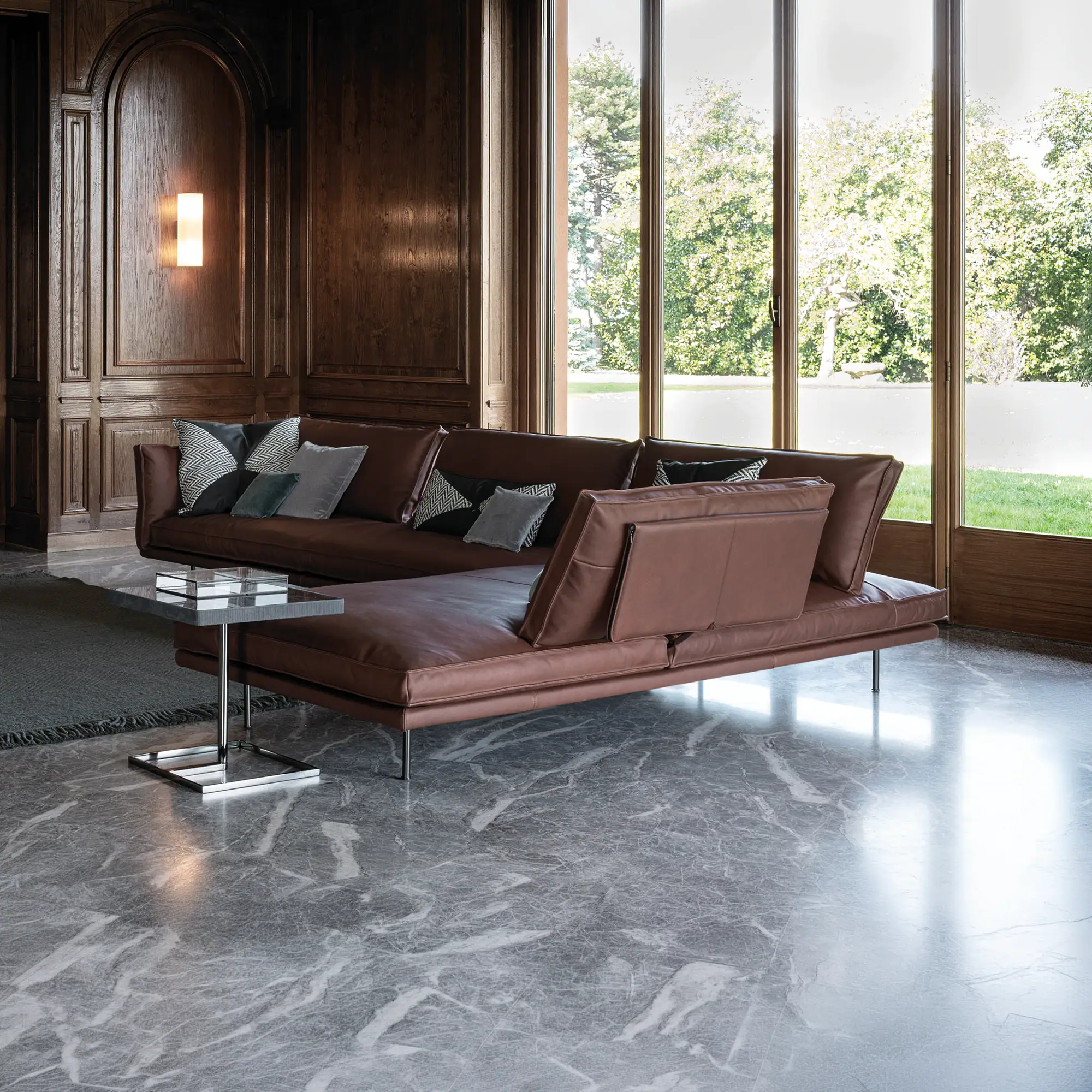 Sklar Furnishings modular sectional sofa in a modern living room.
