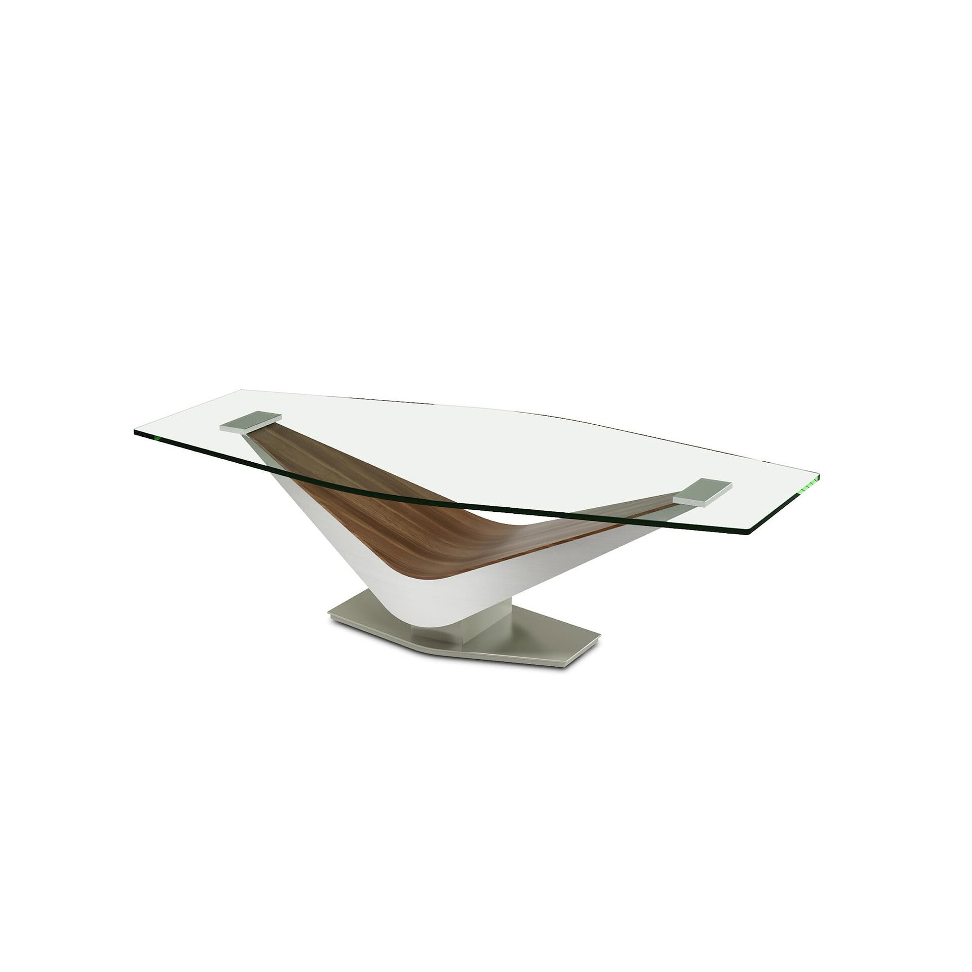 Elegant Victor cocktail table with glass top and wooden accent, perfect for modern living spaces.
