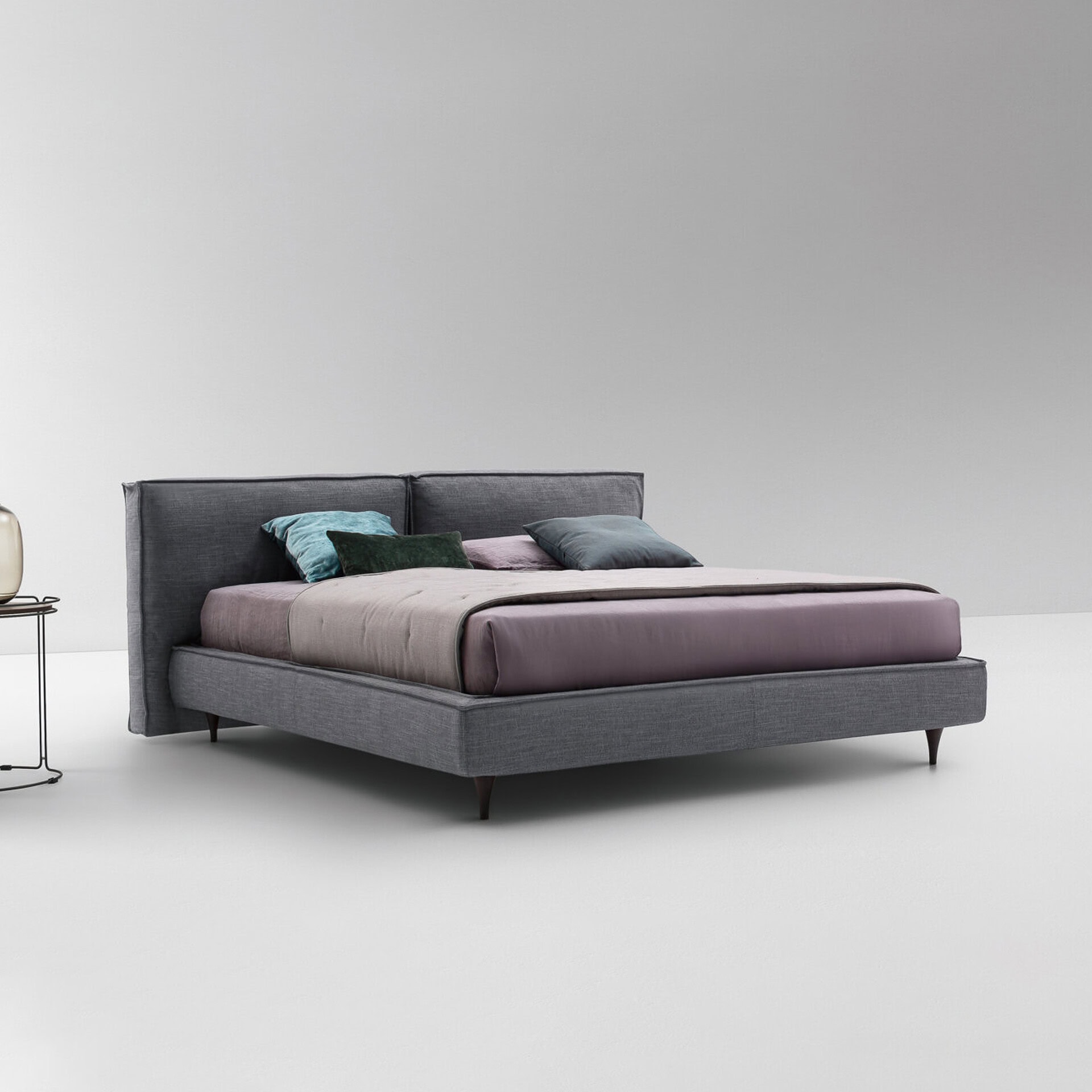 Upholstered Flann 2.0 platform bed with modern design and plush fabric. Perfect for contemporary bed.